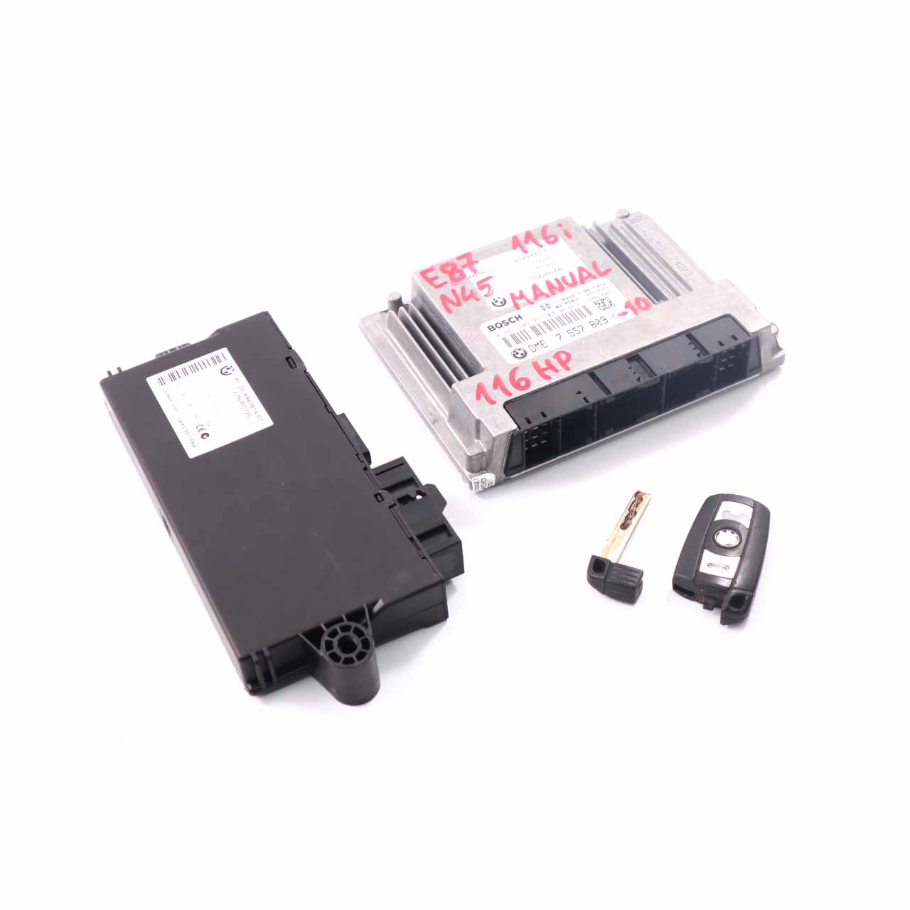 BMW E87 E90 N45 116i 316i Benzin ECU Kit DME 7557809 CAS 3 Schlüssel