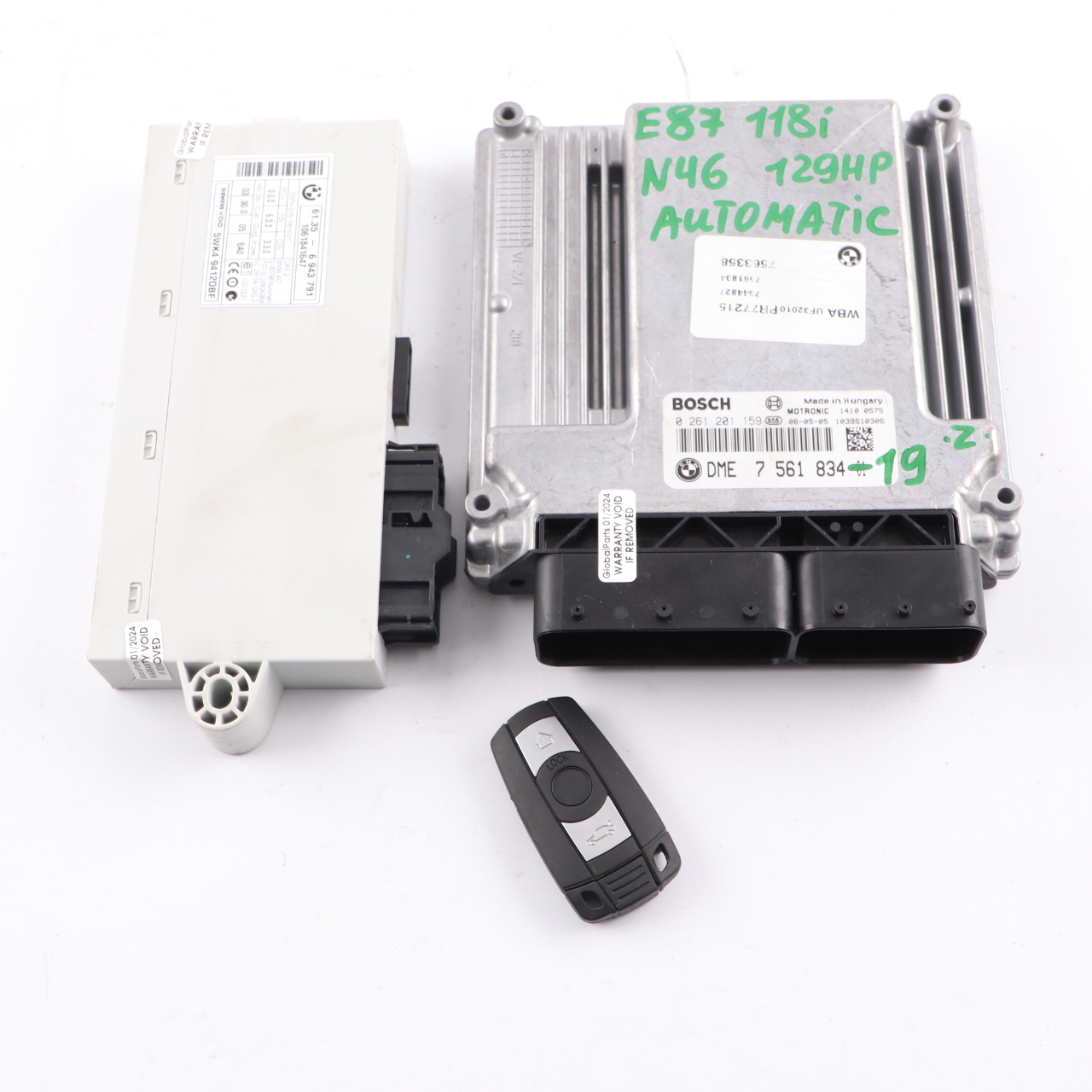 BMW E87 E90 N46 118i 318i 129HP ECU KIT DME 7561834 CAS2 Schlüssel