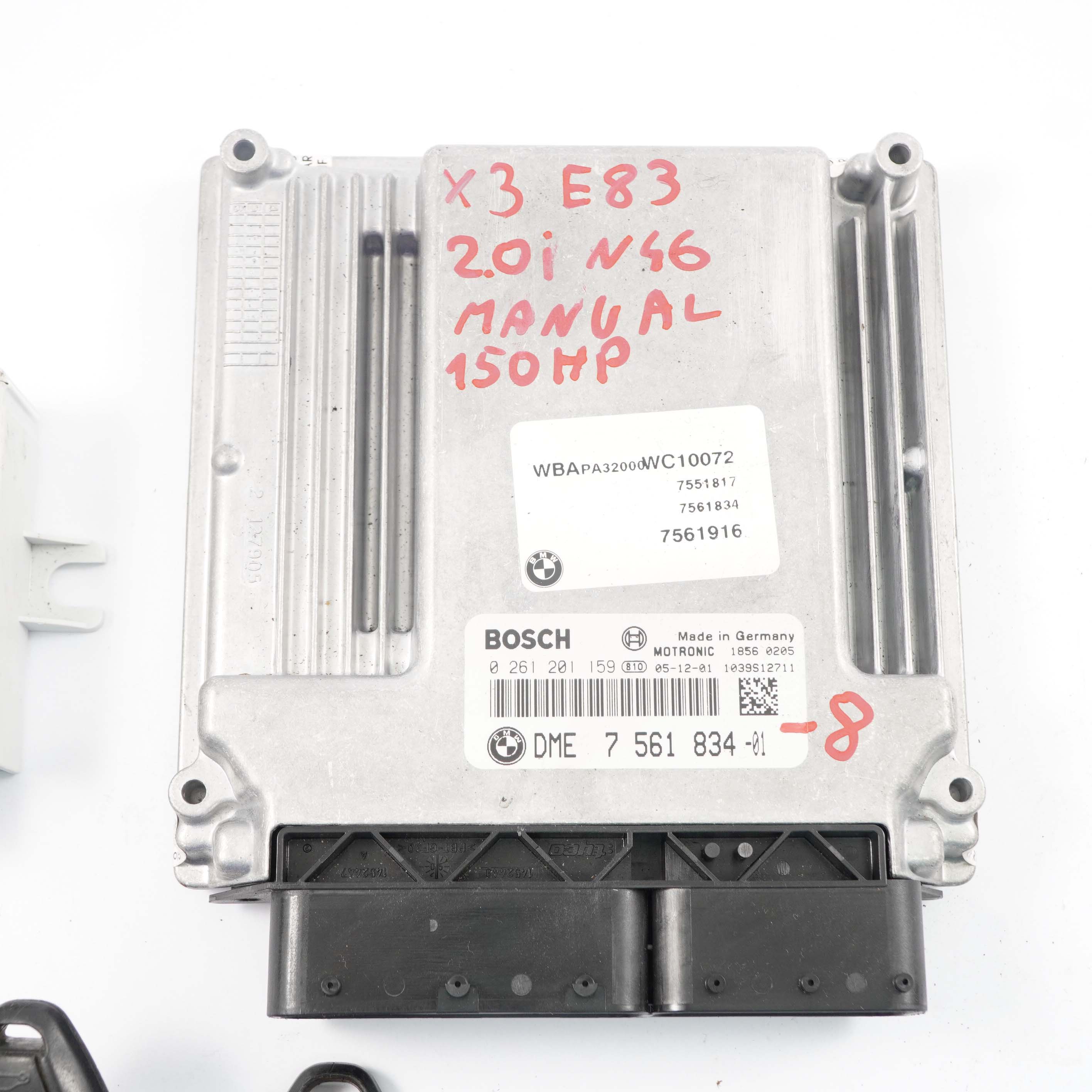 BMW X3 E83 2.0i N46 Benzin ECU Kit Steuergerät DME 7561834 + EWS + Schlüssel