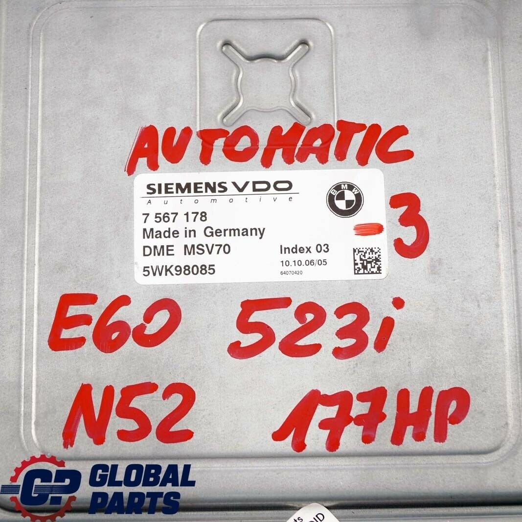 BMW E60 E90 523i 323i N52 177PS Steuergerät DME 7567178 CAS3 Schlüssel Automat