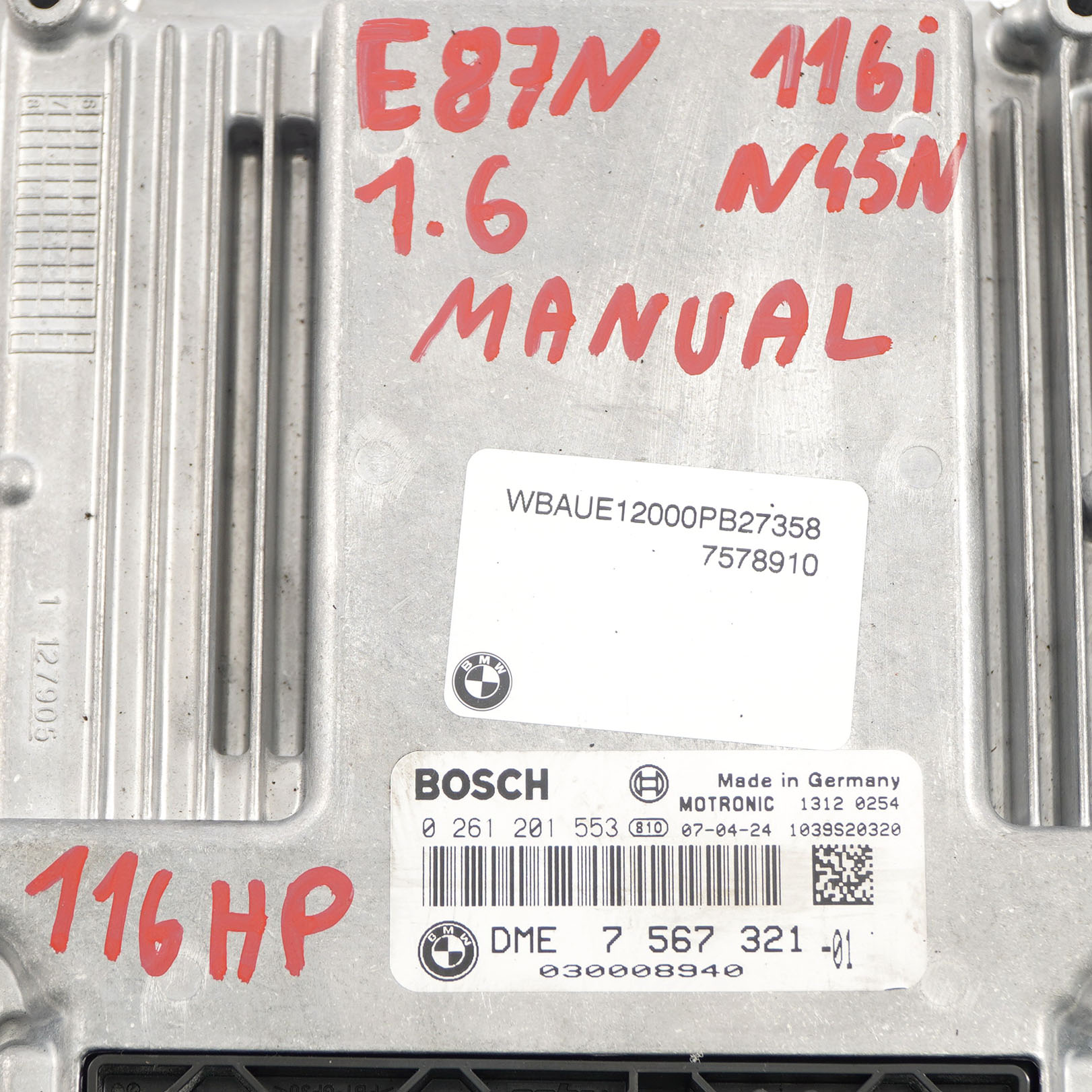 BMW E81 E87 LCI E90 116i 316i 1.6 N45N ECU Steuergerät DME 7567321