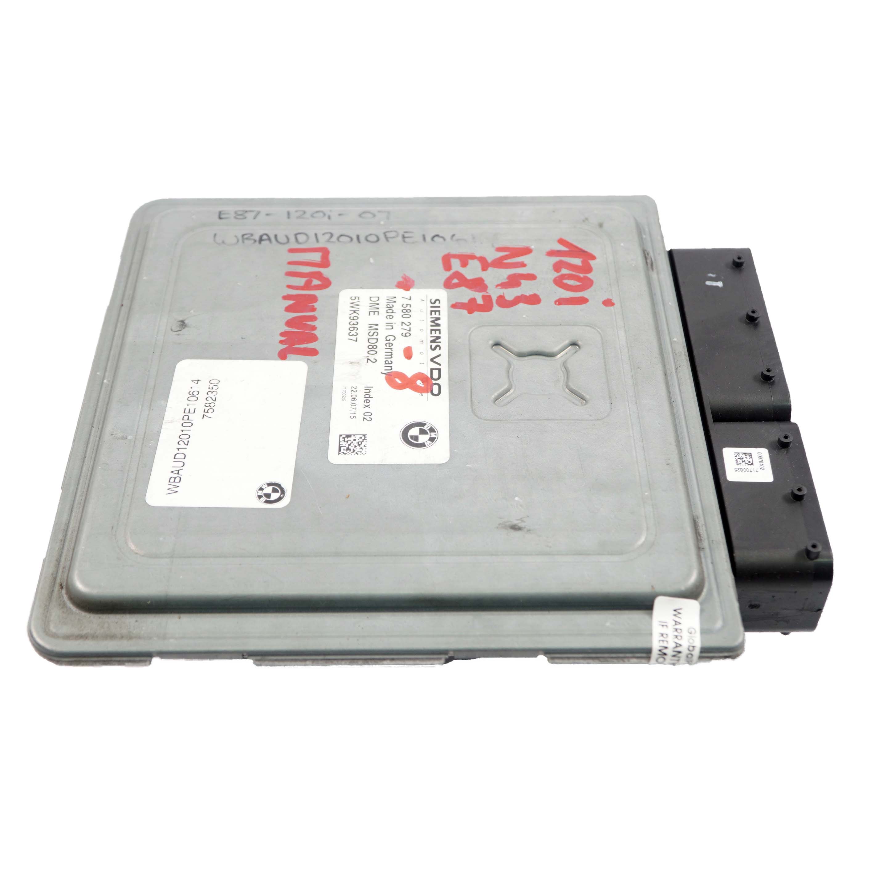 BMW E81 E87 LCI E90 120i 320i N43 ECU Steuergerät DME 7580279 Schaltgetriebe