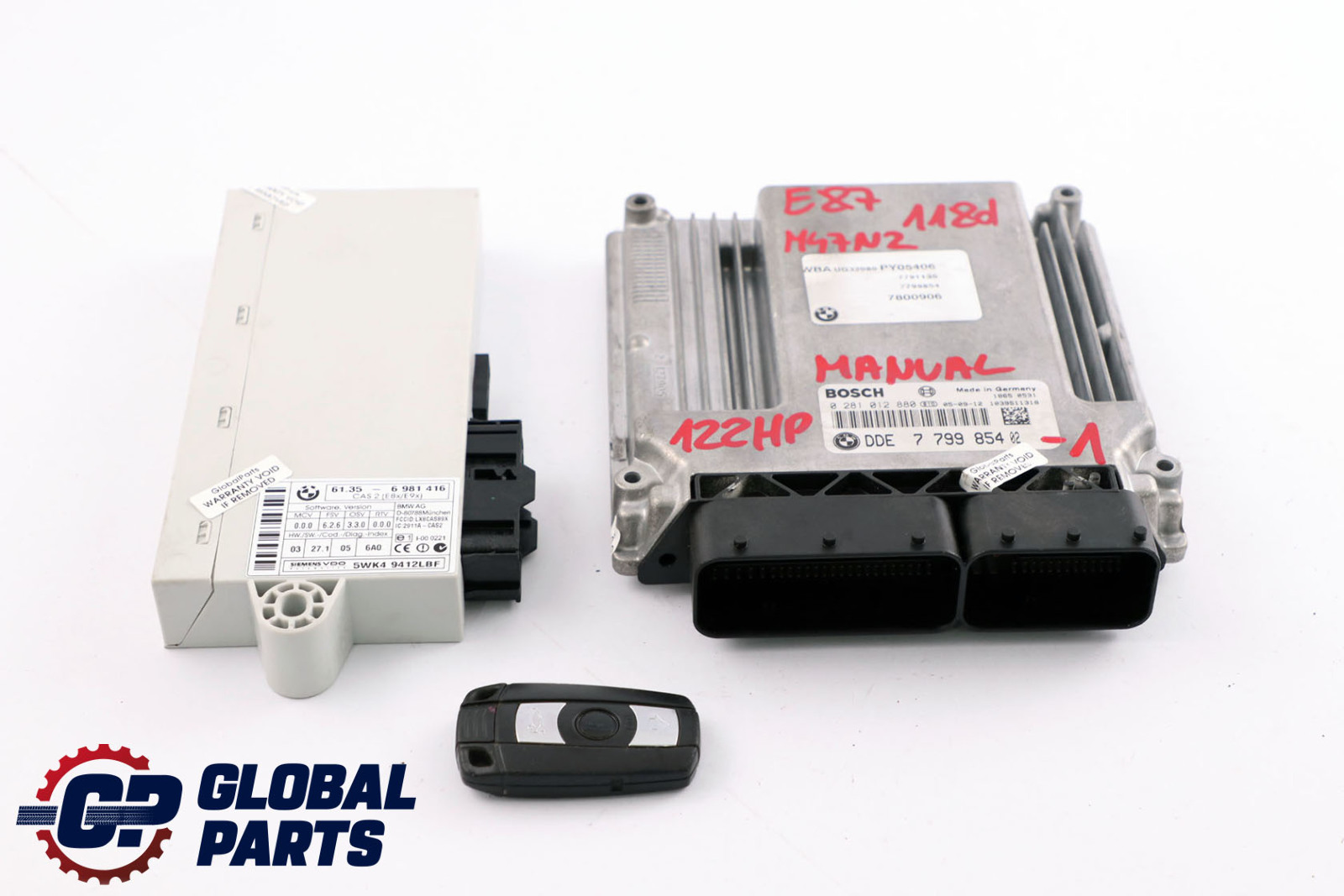 BMW E87 E90 M47N2 118d 318d 122HP ECU DDE CAS2 Schlüssel 7799854 Schaltgetriebe