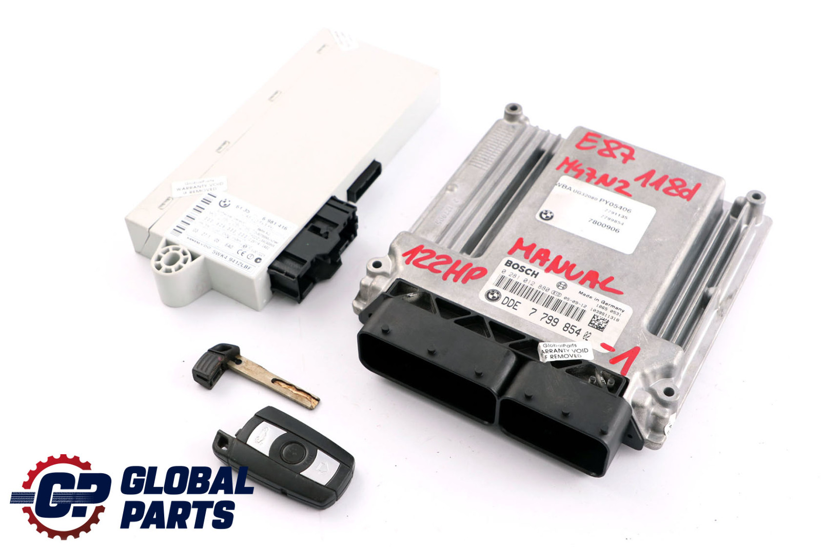 BMW E87 E90 M47N2 118d 318d 122HP ECU DDE CAS2 Schlüssel 7799854 Schaltgetriebe