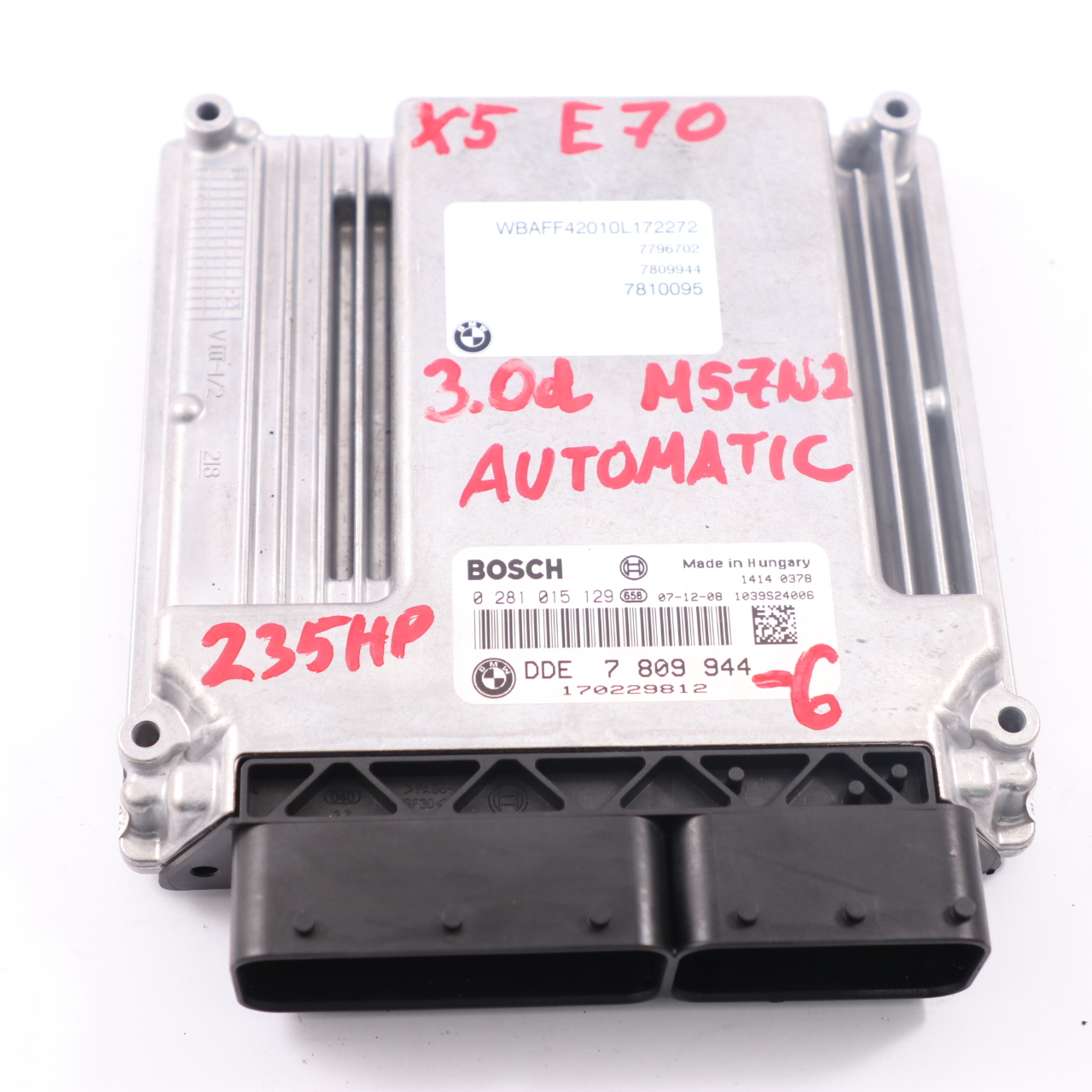 BMW X5 E70 3.0d M57N2 235PS Motor ECU KIT DDE 7809944 CAS3 Schlüssel Automatik