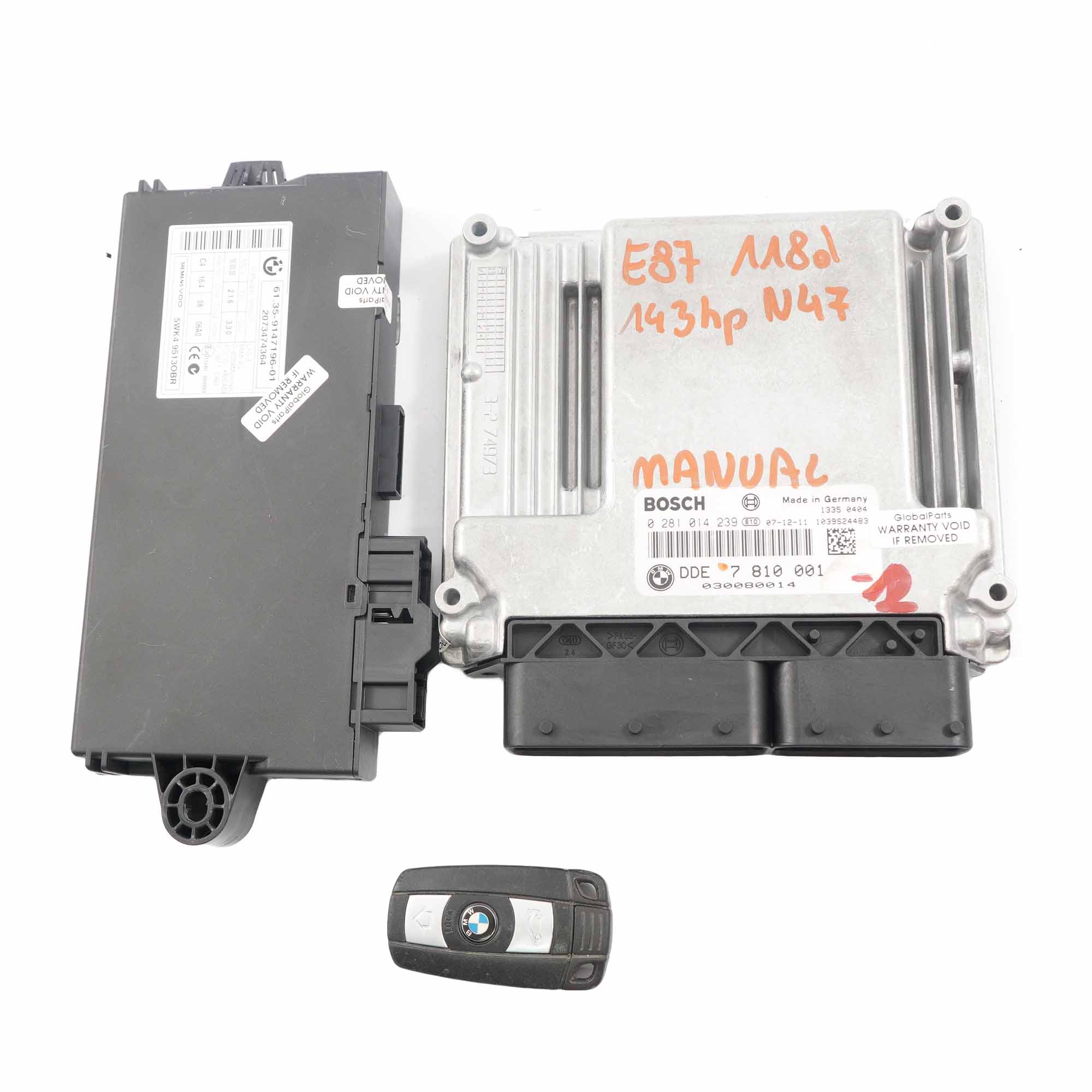 BMW E81 E87 LCI E90 118d 318d N47 143HP Diesel ECU KIT DDE 7810001 CAS3 + Key