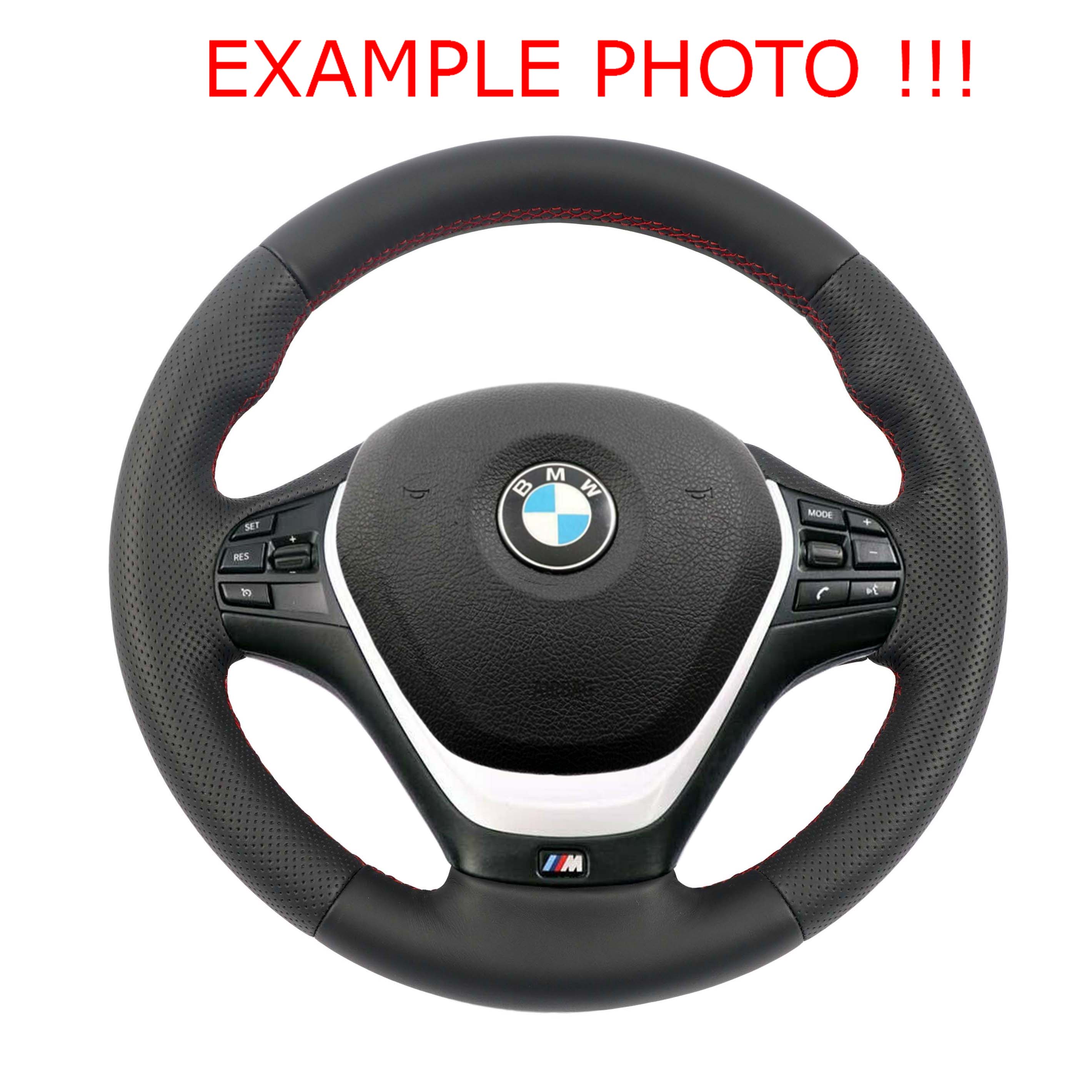 BMW F20 F21 F30 F31 NEW Black Leather M-Sport Steering Wheel Red Threads Thick