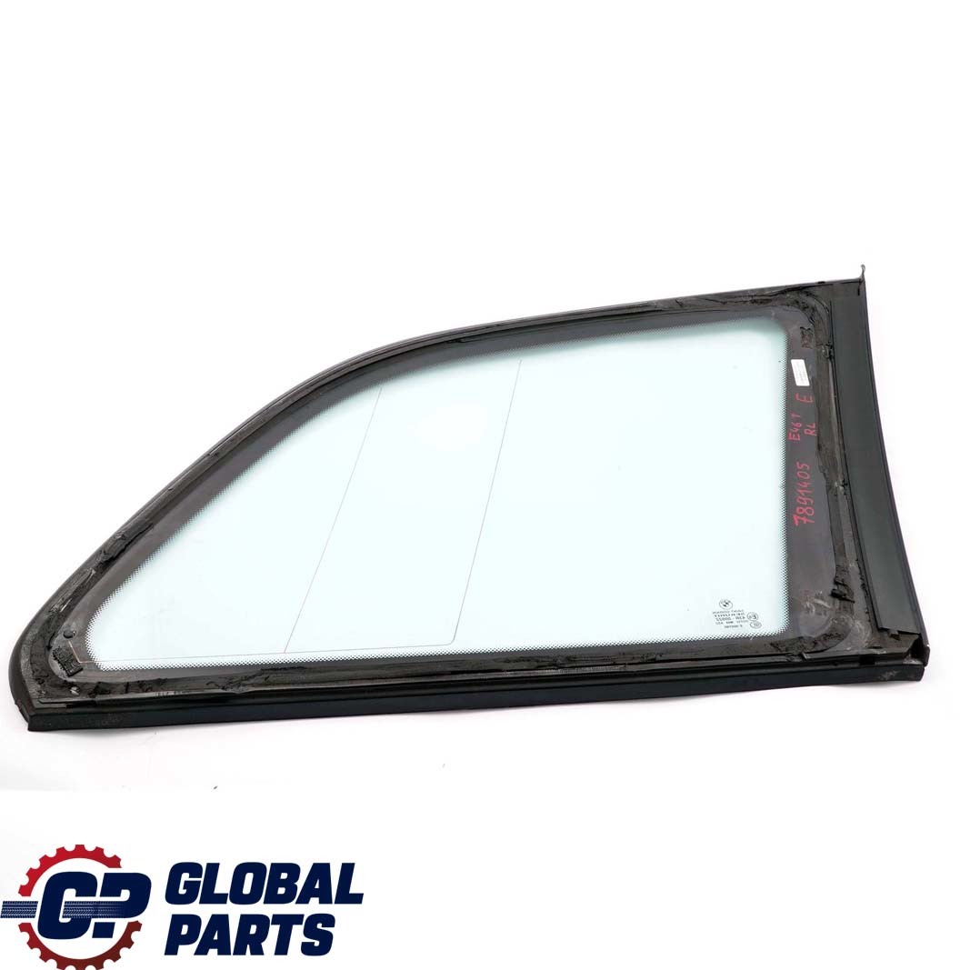 BMW 3 E46 Touring Rear Left N/S Side Window Glass Green AS2 High Gloss Strip