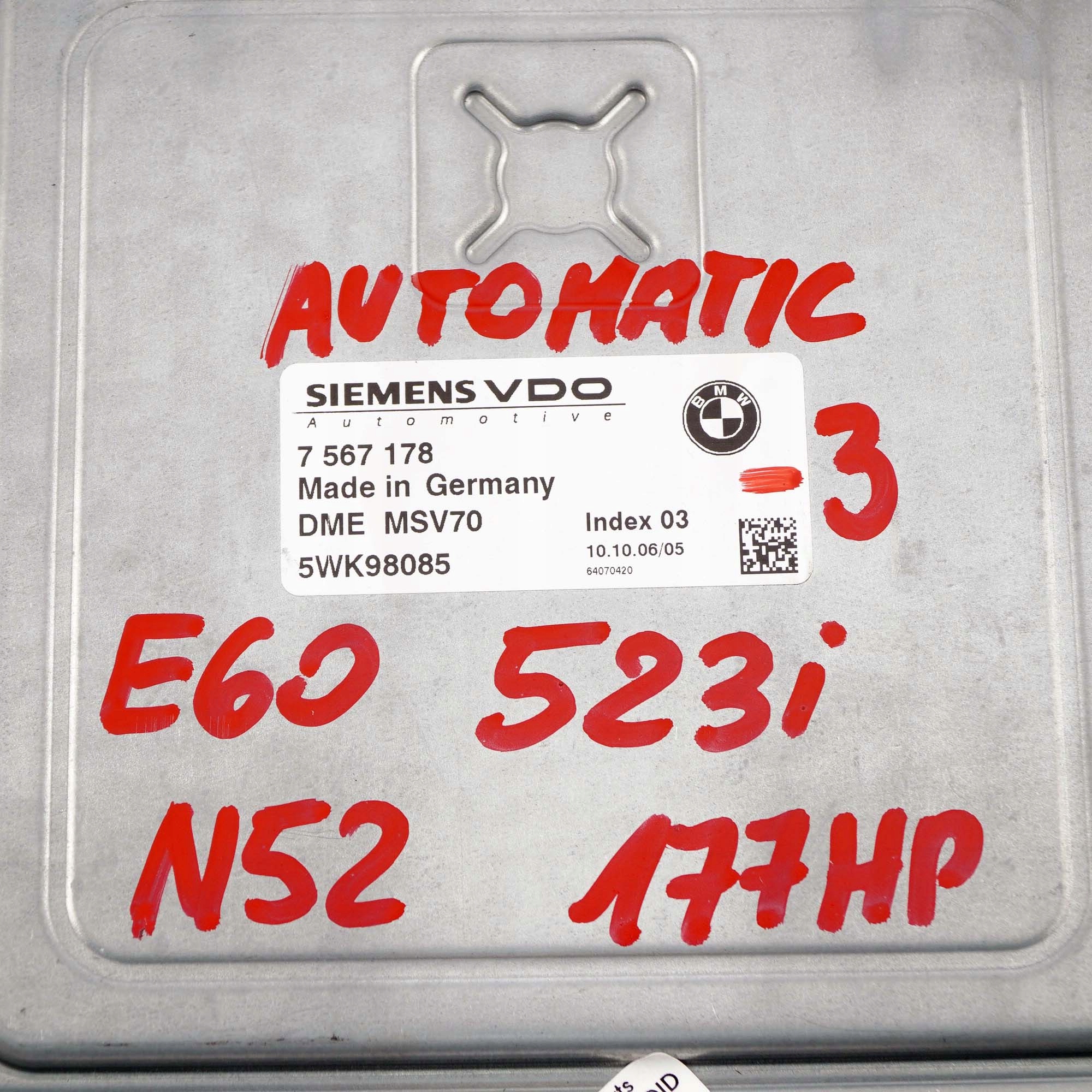 BMW E60 E90 523i 323i N52 177PS Steuergerät DME 7567178 CAS3 Schlüssel Automat