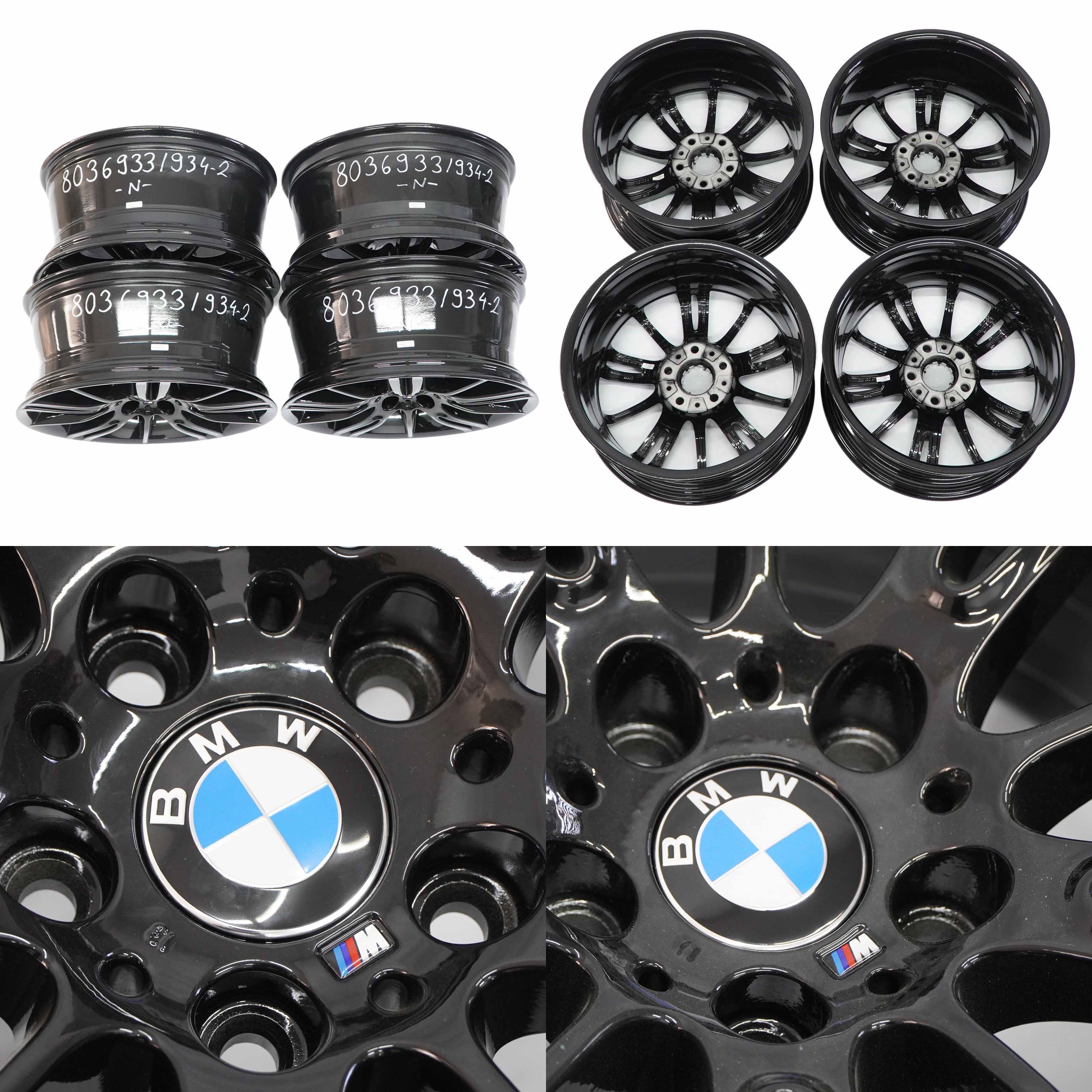 BMW E90 E91 E92 E93 Complete Set 4x Black Wheel Rim 18" M Spider Spoke 193