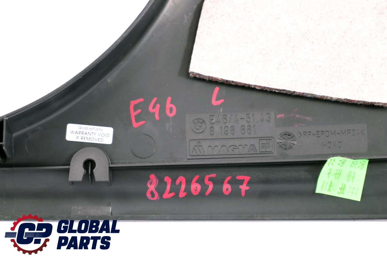 BMW 3 Series E46 Cover Trim Panel B Column Bottom Pillar Left N/S Black 8198681