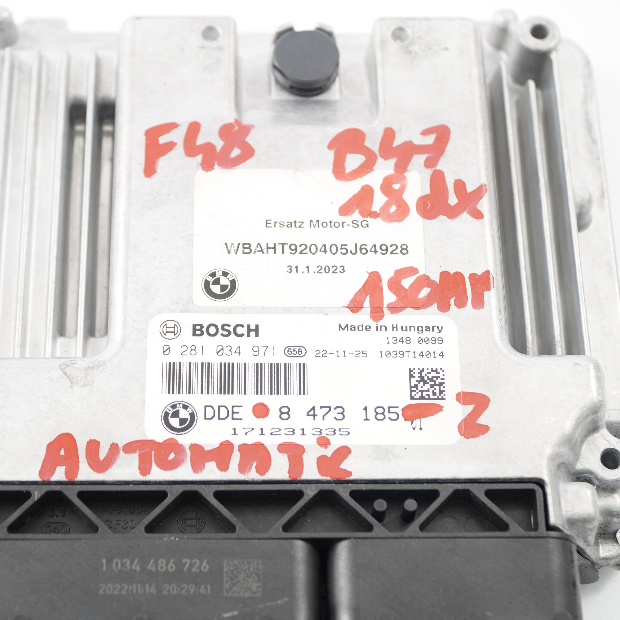 BMW F20 F30 LCI 118d 318d B47 150HP Motor ECU Kit DDE 8473185 FEM Schlüssel