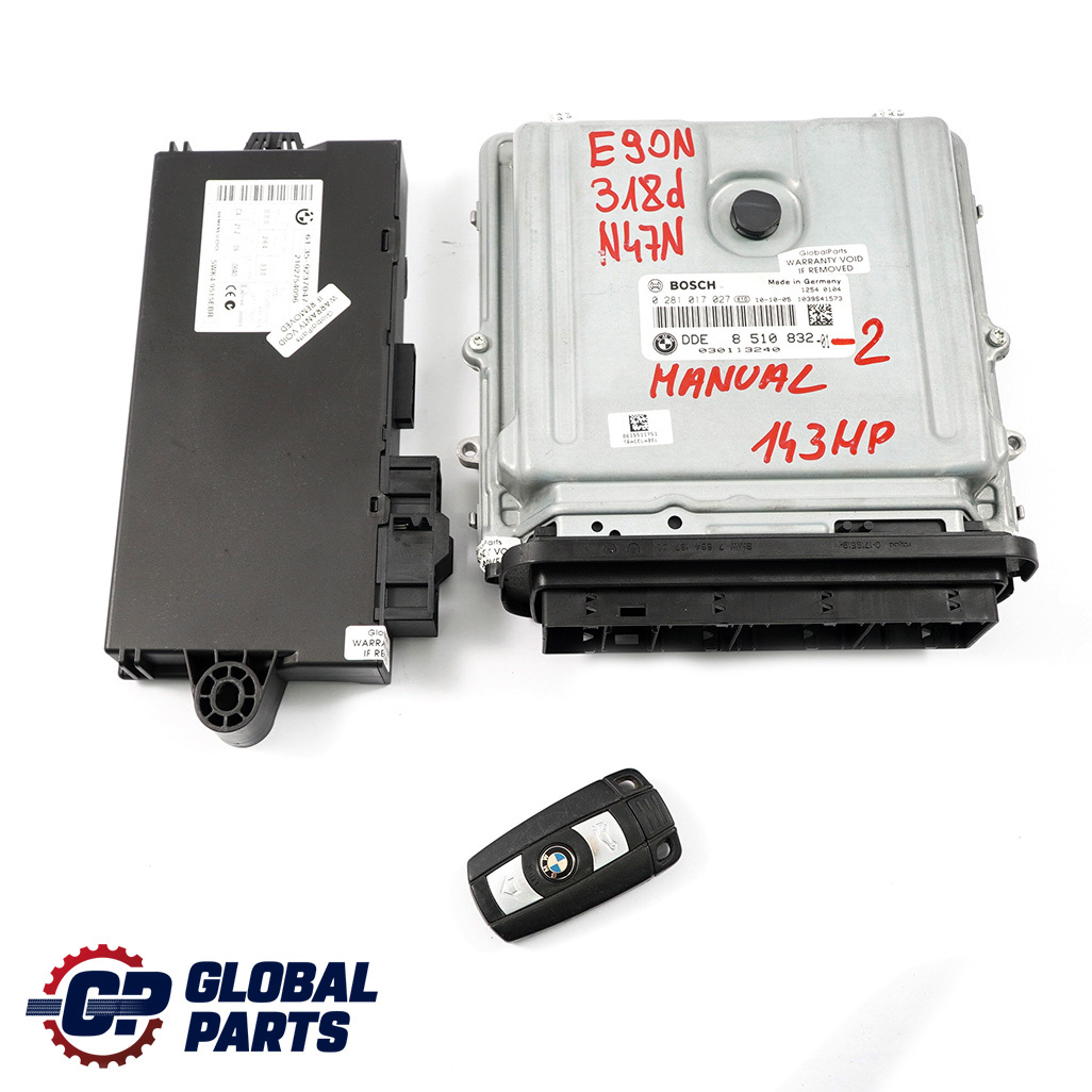 BMW E90 E91 LCI 318d Motor N47N ECU Kit DDE CAS3 + Schlüssel Schaltgetriebe