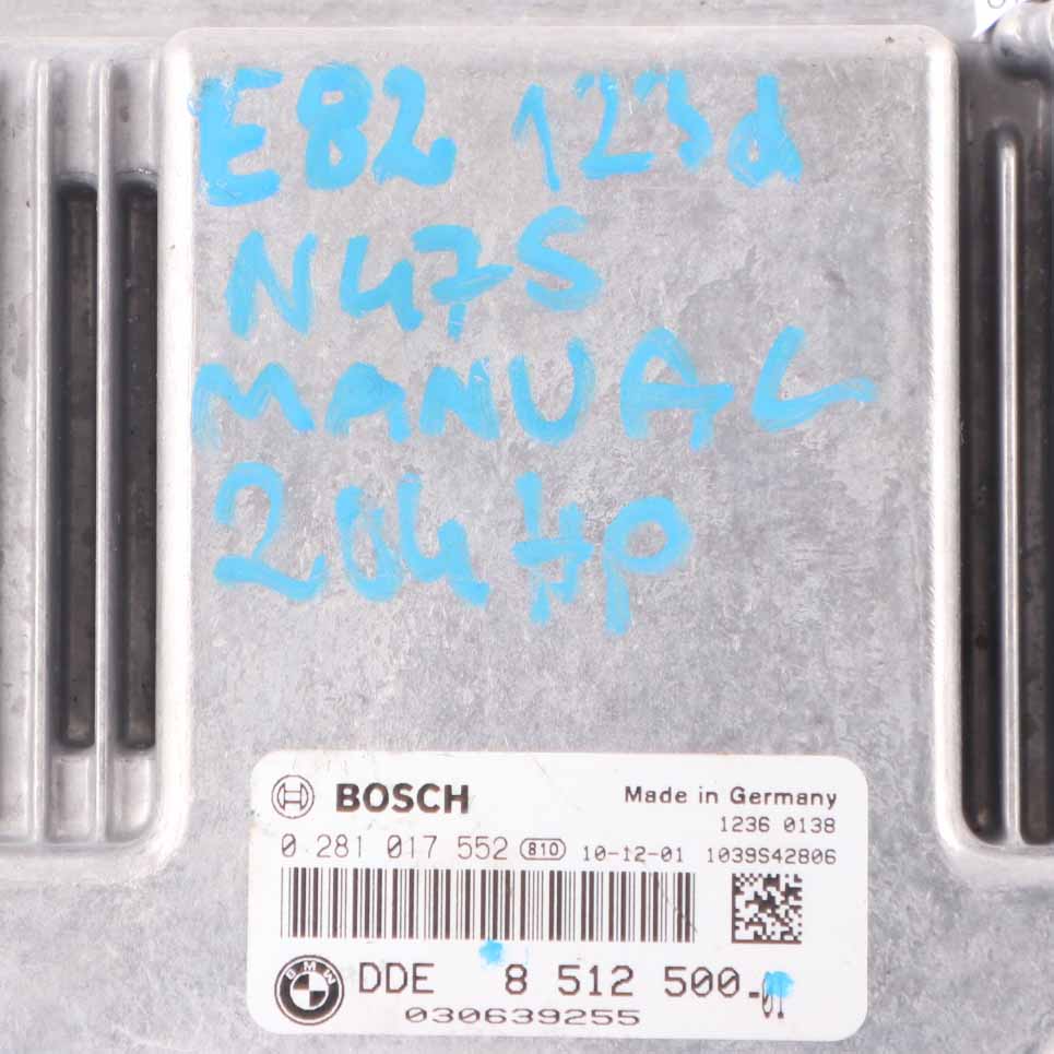 BMW E81 E82 E87 LCI E88 123d N47S 204HP Motoreinheit ECU DDE 8512500 Manual