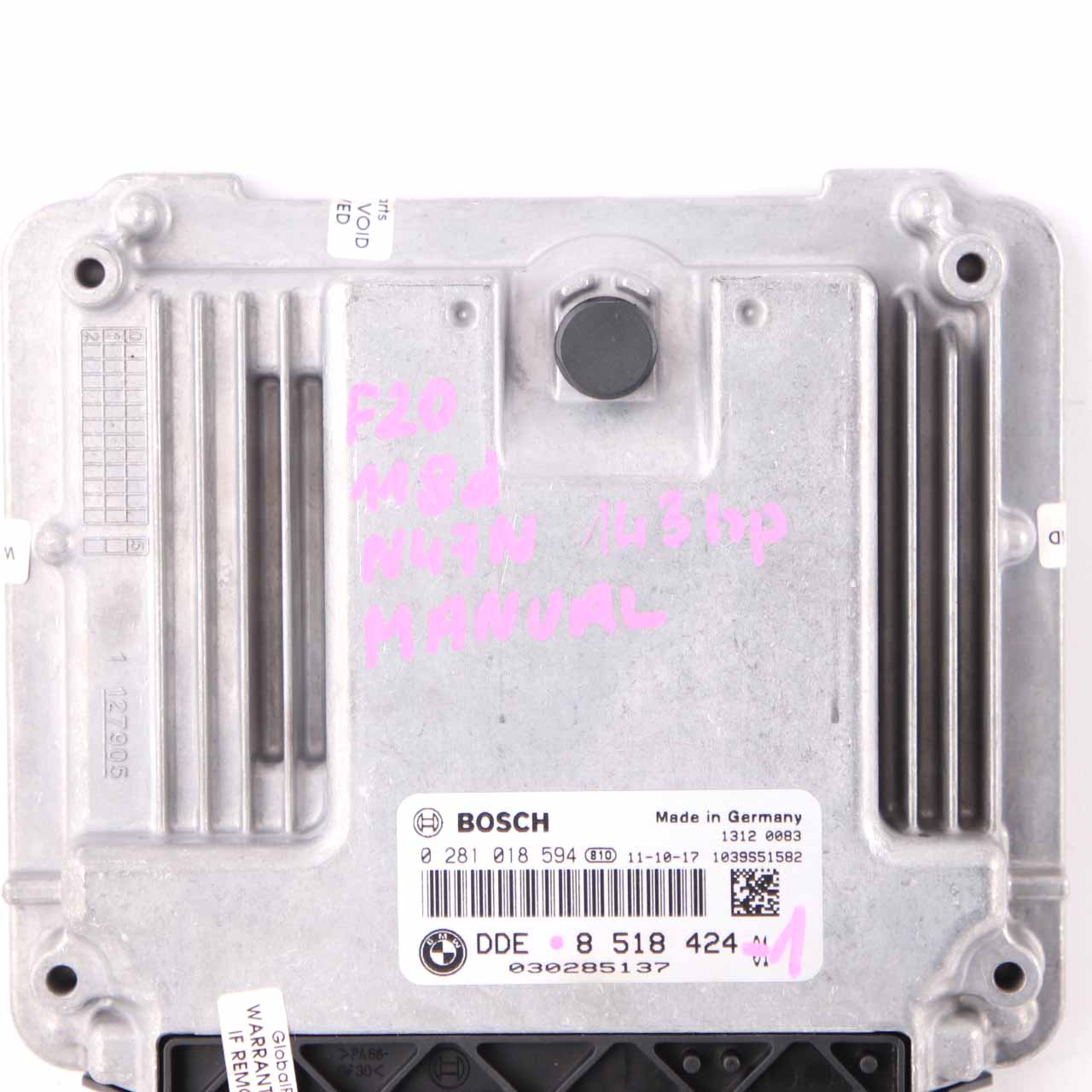 BMW F20 F30 118d 318d N47N 143HP Steuergerät ECU DDE 8518424 Schaltgetriebe