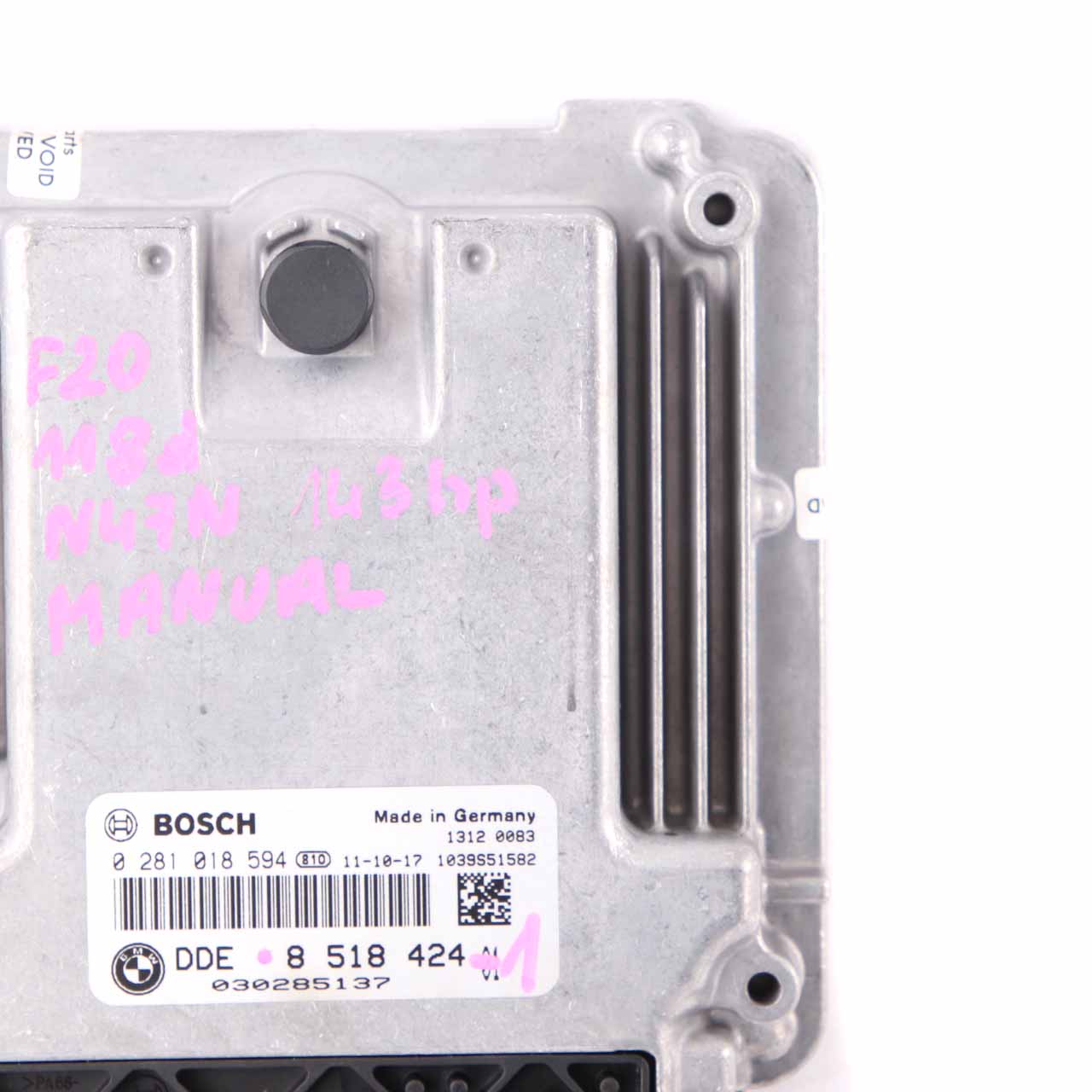 BMW F20 F30 118d 318d N47N 143HP Steuergerät ECU DDE 8518424 Schaltgetriebe