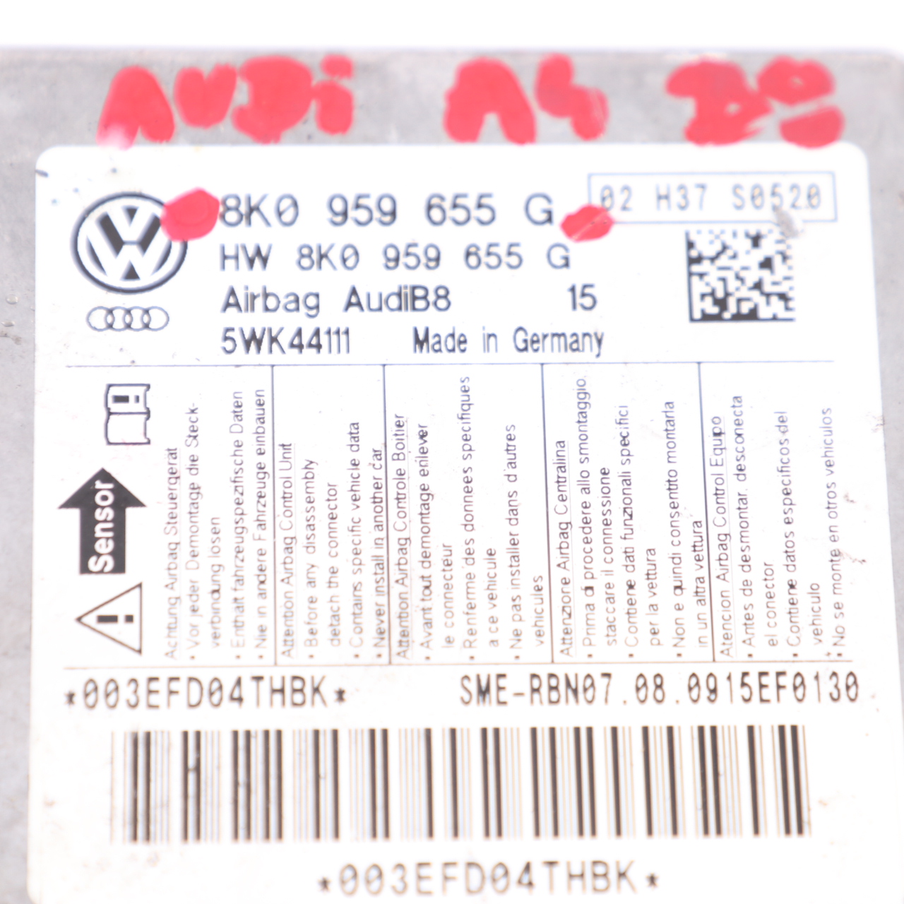 Audi A4 B8 Luftmodul ECU Steuergerät Crash Sensor 8K0959655G