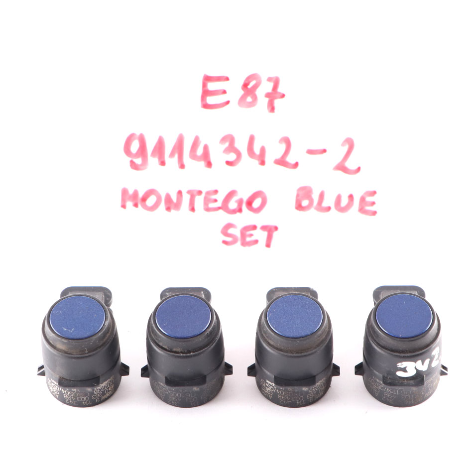 4 x Park sensor BMW E81 E87 E90 PDC Ultraschall Montego Blau A51 Set 9114342