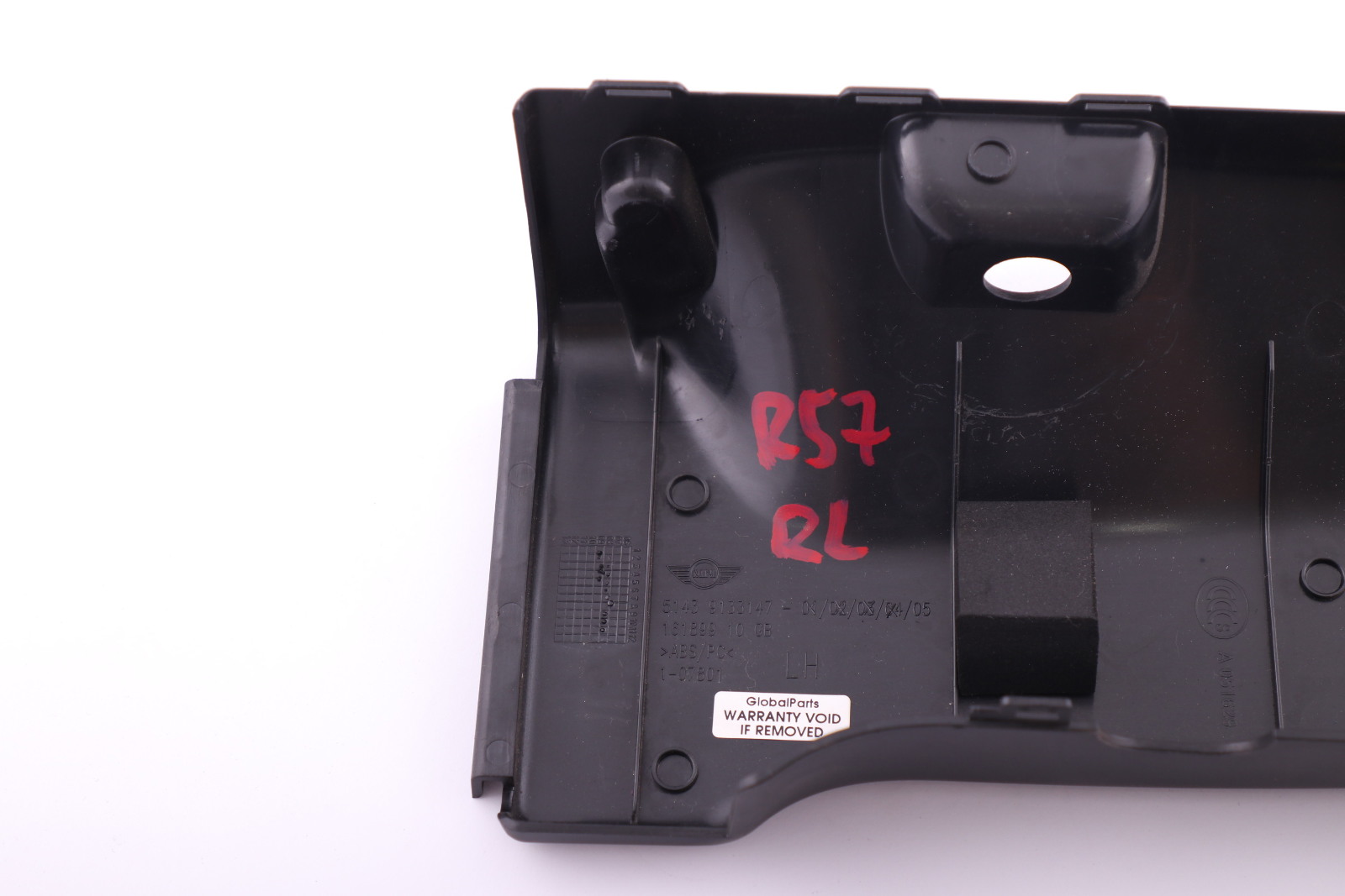 Mini R57 R57N LCI Blende Gurtaustritt Hinten li. RĂĽckseite Schwarz 9133147