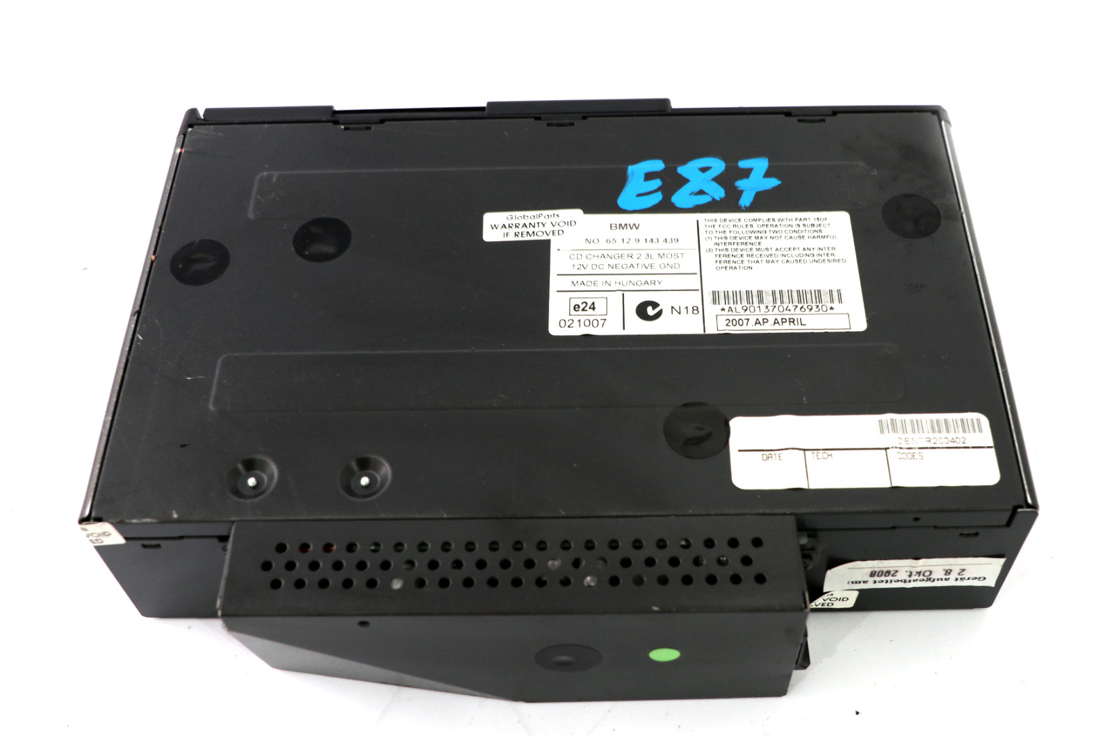 BMW E81 E87 E90 E91 E92 6-disc CD Changer without Magazine 9143439