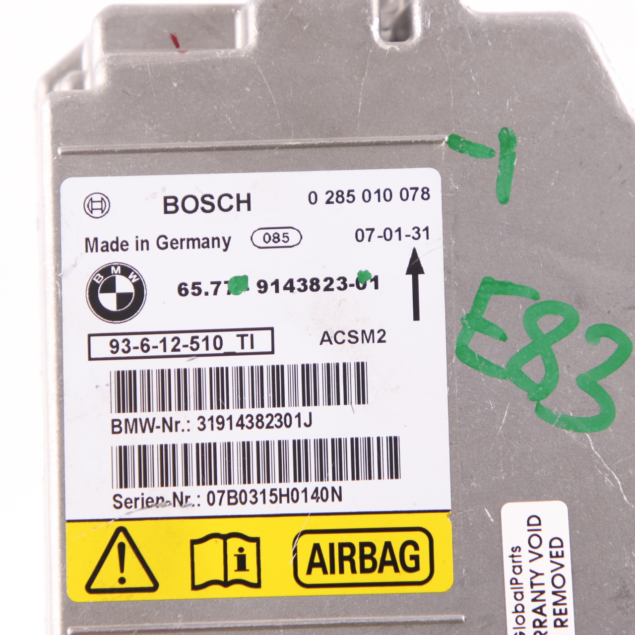 BMW E88 E93 LCI ECU Steuergerät Modul Airbag Sicherheit 9143823