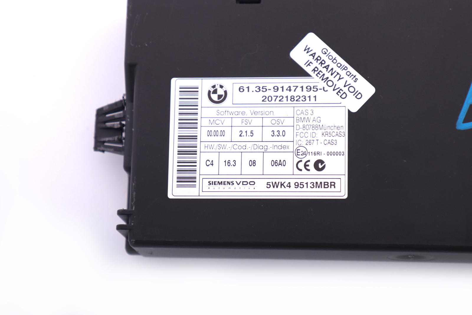 BMW E60 E81 E87 E90 E91 CAS 3 Steuergerät ECU Schlüssel-Lese-Modul CAS3 9147195