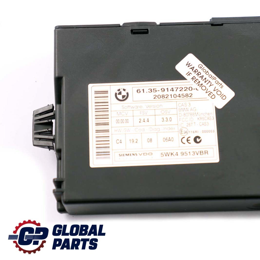 BMW E60 E81 E87 E90 E91 E92 ECU Schlüssel Lesemodul Steuergerät 9147220 CAS 3