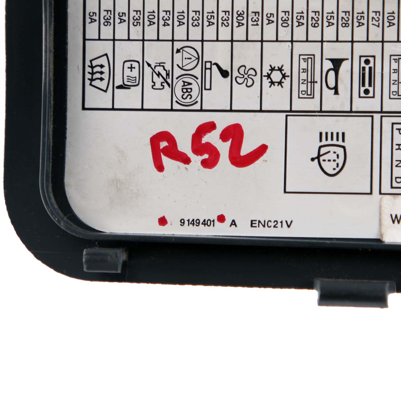 Mini R52 Cabrio Fuse Box Label Trim Cover 9149401