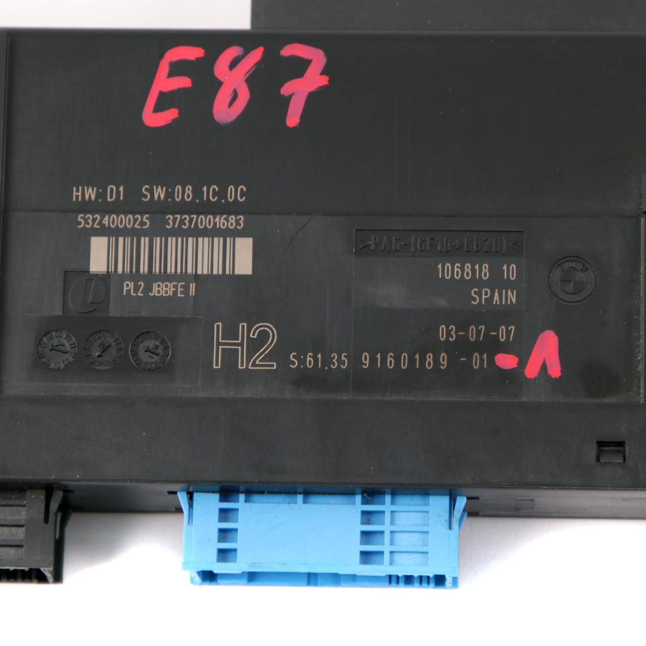 BMW 1 er E87 ECU Karosseriesteuergerät Junction Box H2 PL2 JBBFE II 9160189