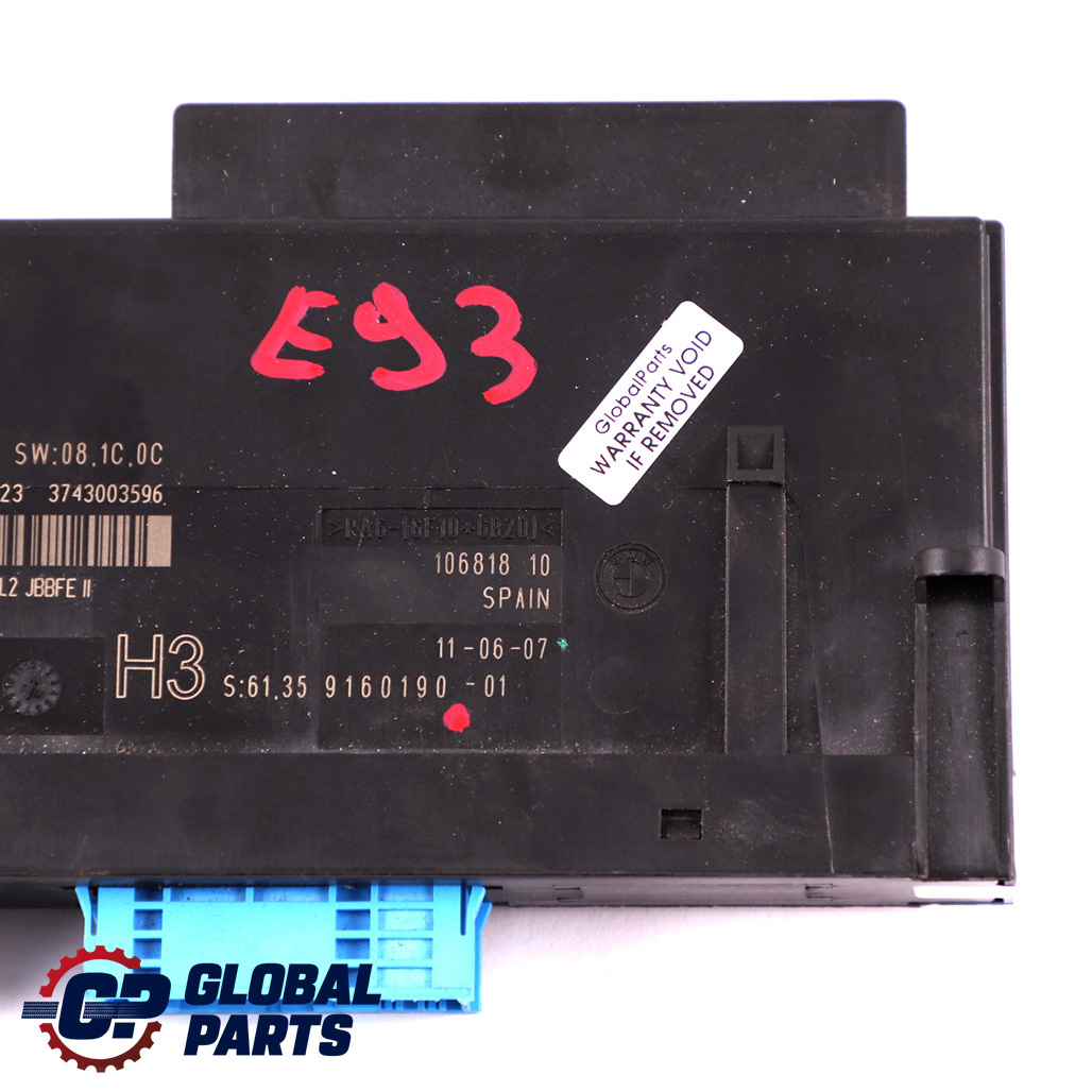 BMW E93 ECU Karosserie-Steuermodul-Anschlussdose H3 Box PL2 JBBFE II 9160190