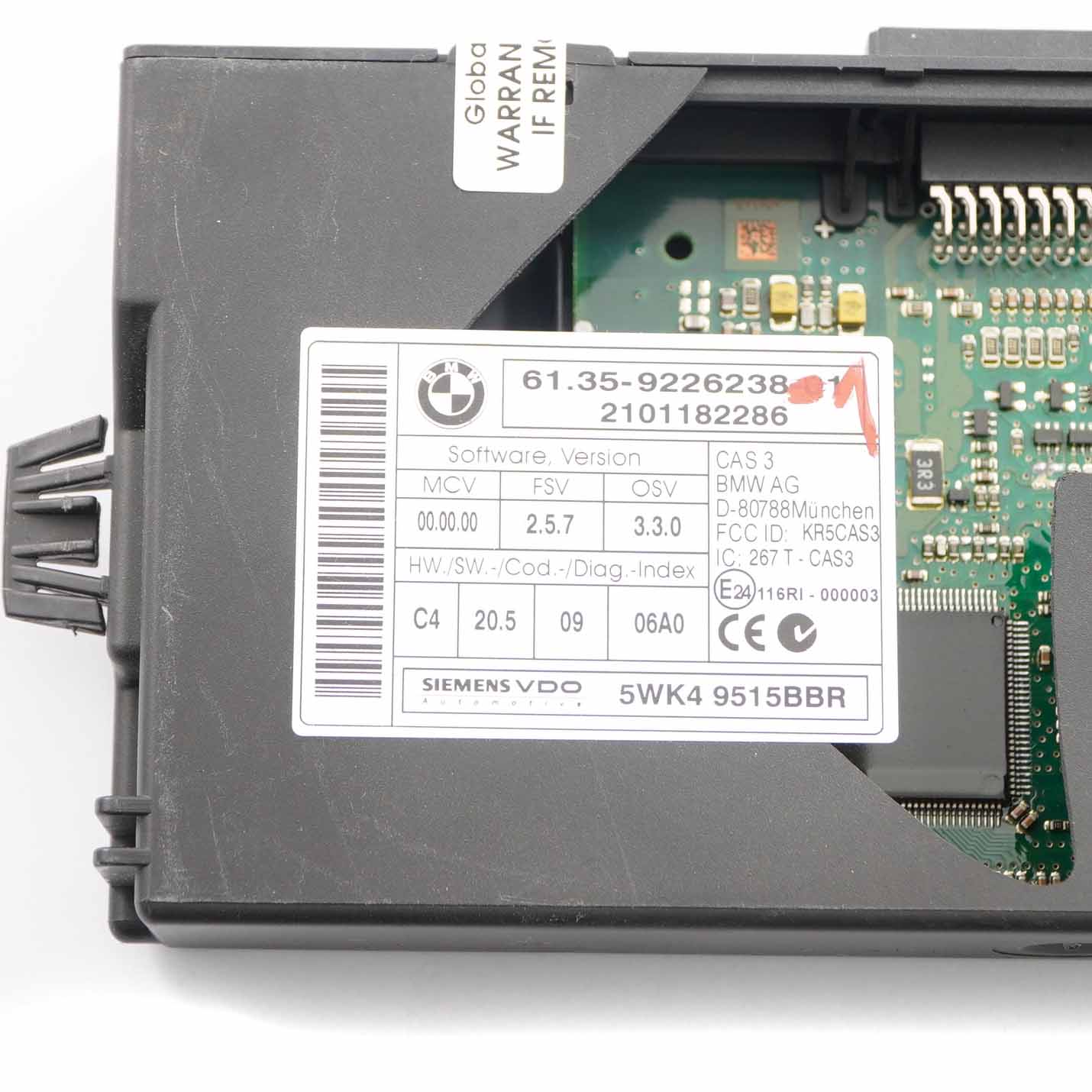 BMW E60 E87 E90 E91 E92 CAS 3 ECU Steuergerät Schlüssel-Lese-Modul 9226238