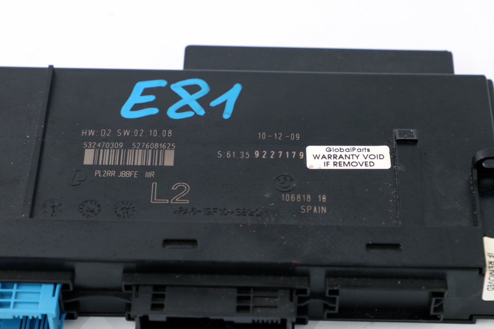 BMW E81 Karosseriesteuergerät ECU L2 PL2RR JBBFE IIIR Anschlussdose 922717