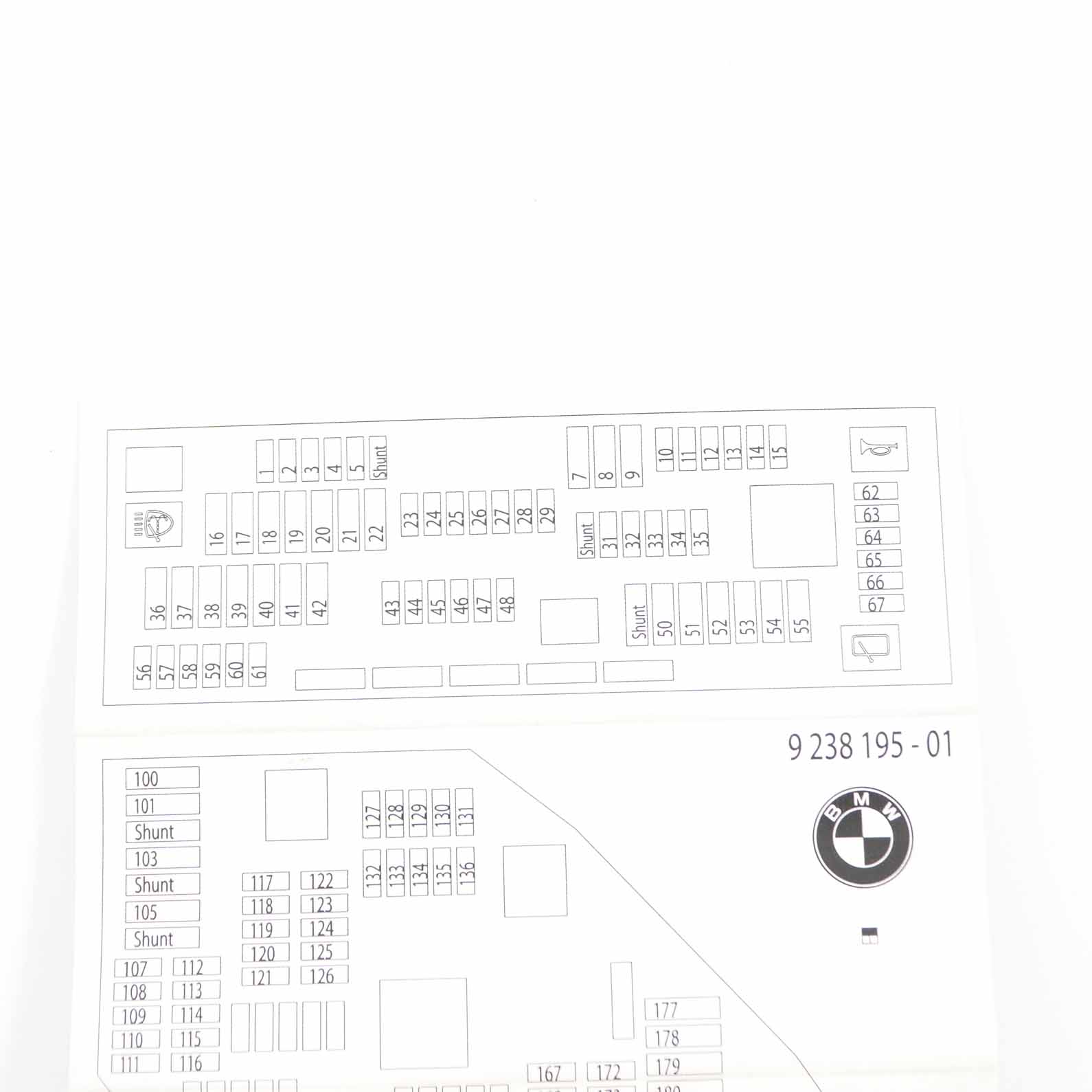 BMW F10 F11 F12 Karte Sicherungskasten Gruppierung Diagramm 9238195