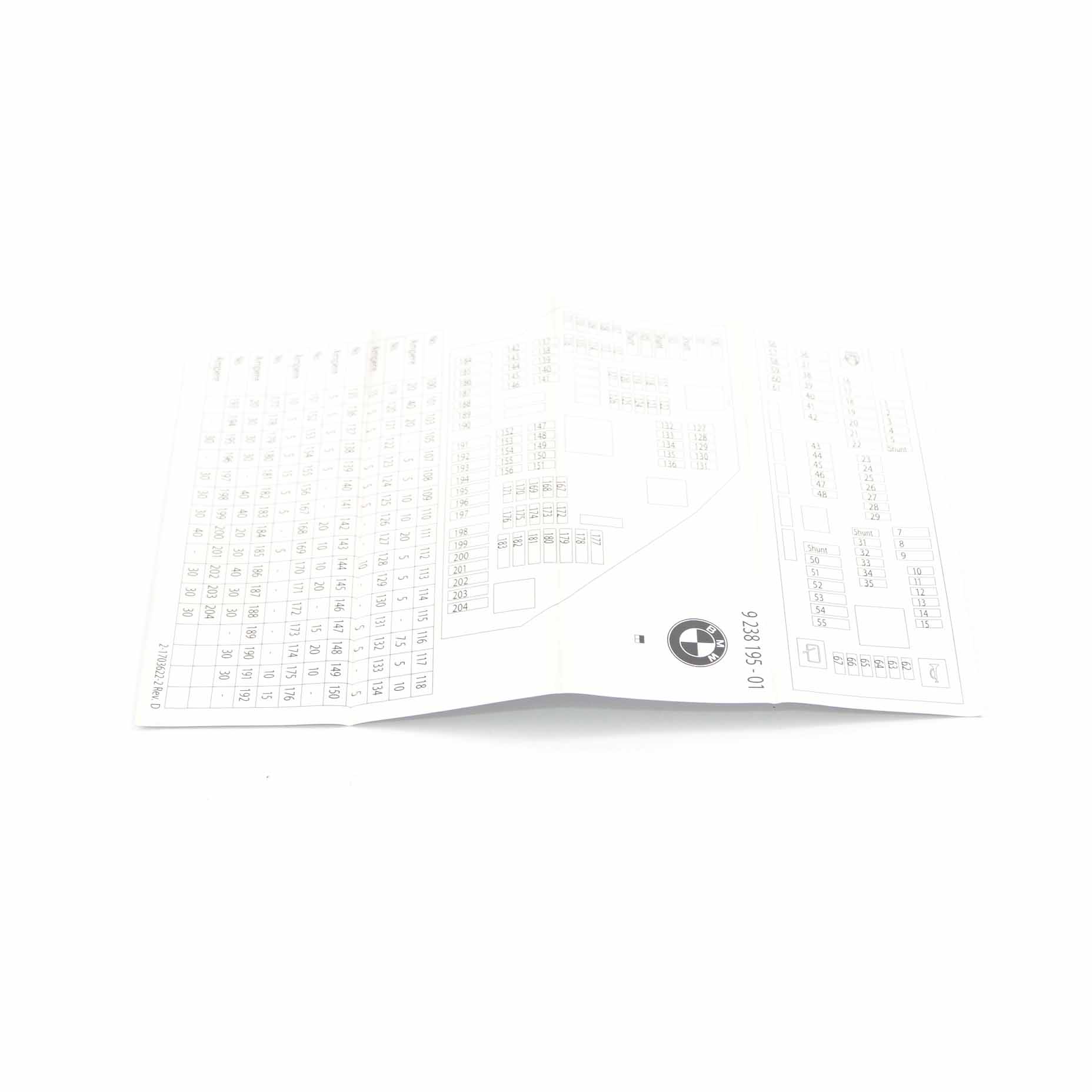 BMW F10 F11 F12 Karte Sicherungskasten Gruppierung Diagramm 9238195