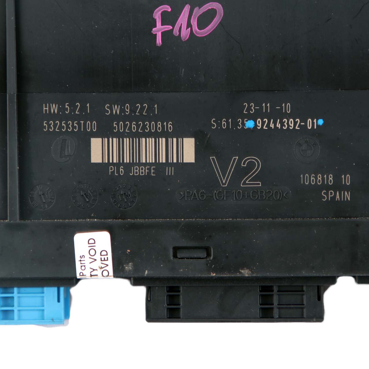 BMW F10 ECU Body Control Modul V2 PL6 JBBFE III Anschlussdose 9244392