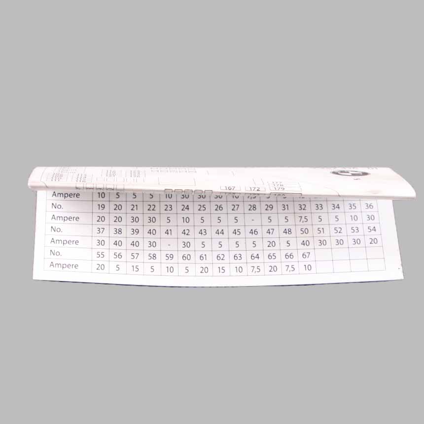 BMW F10 F11 F12 Karte Sicherungs Kasten Gruppierung Diagramm 9238195