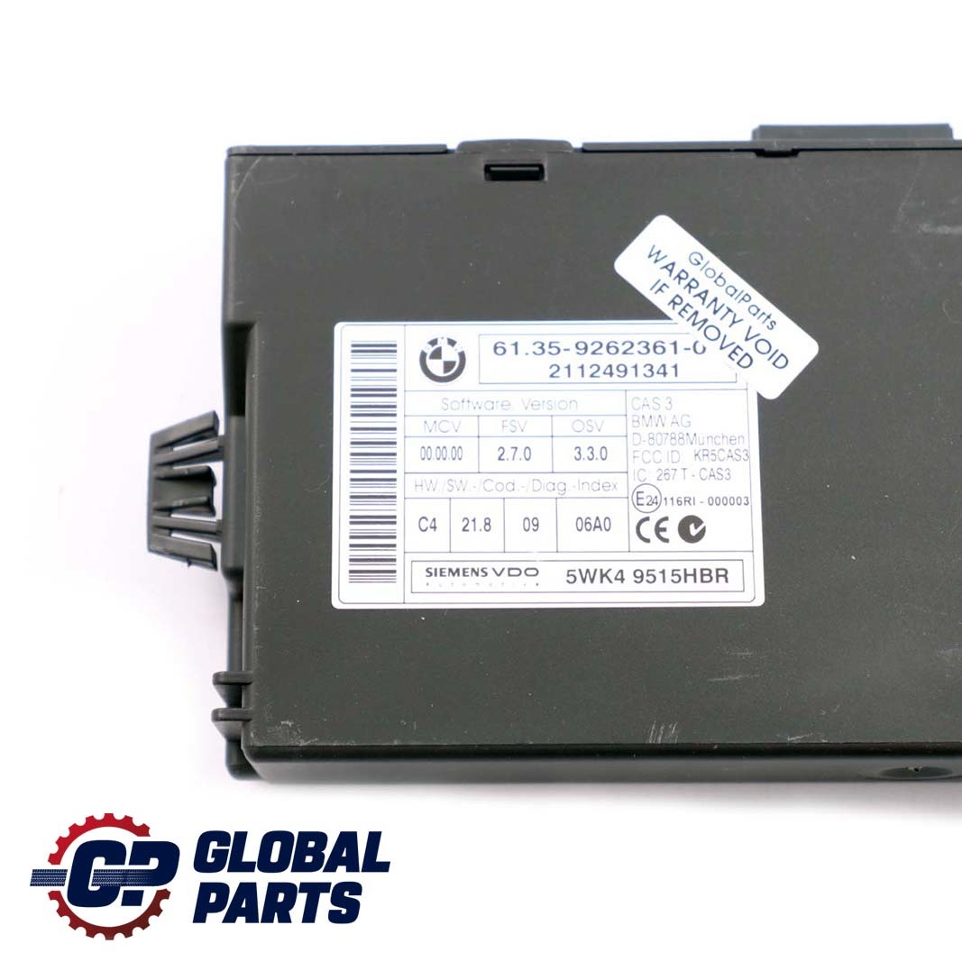 BMW E60 E61 E81 E87 E90 E91 E92 E93 ECU CAS3 Steuergerät CAS 3 9262361