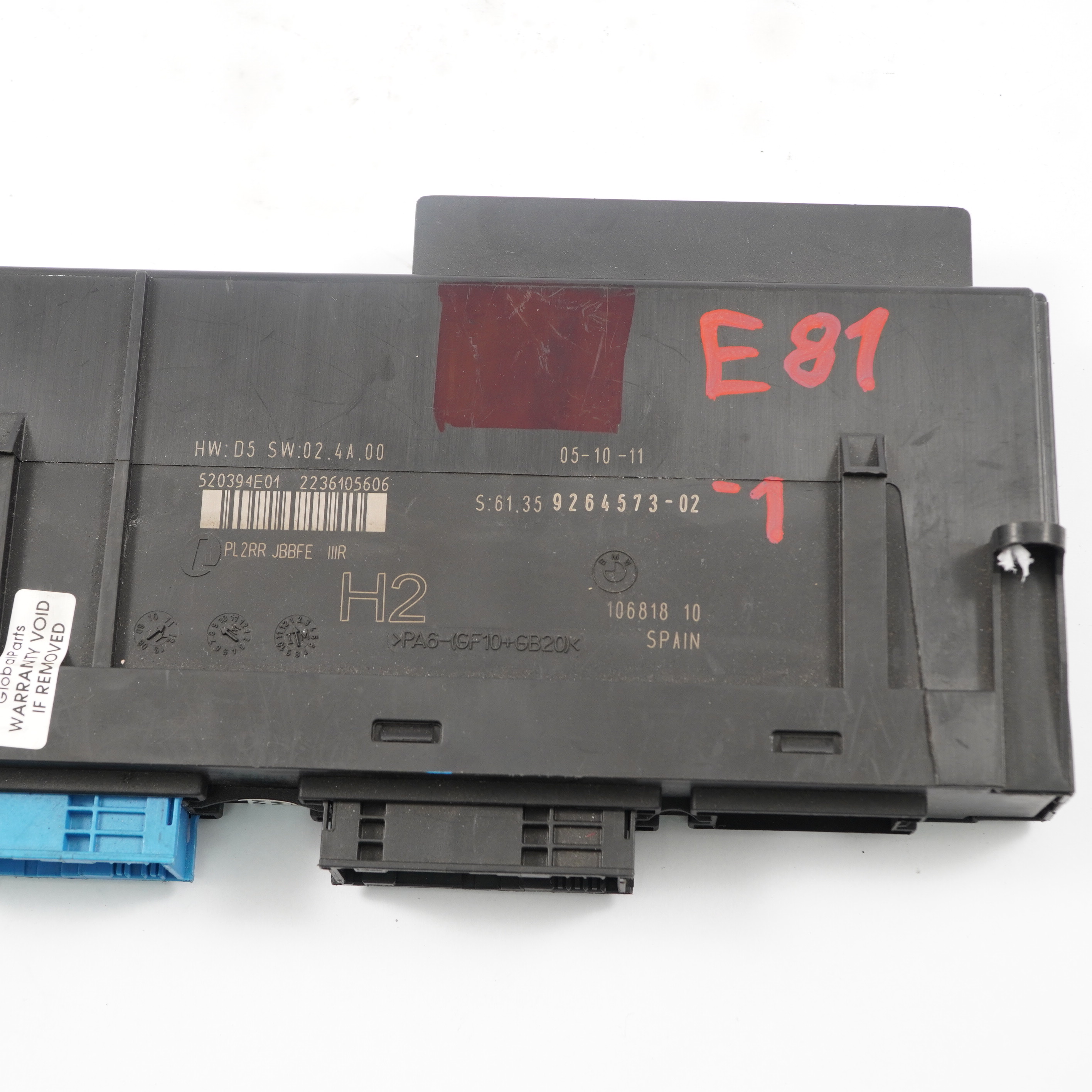 BMW E81 ECU Body Control Module Anschlussdose H2 PL2 RR JBBFE 9264573