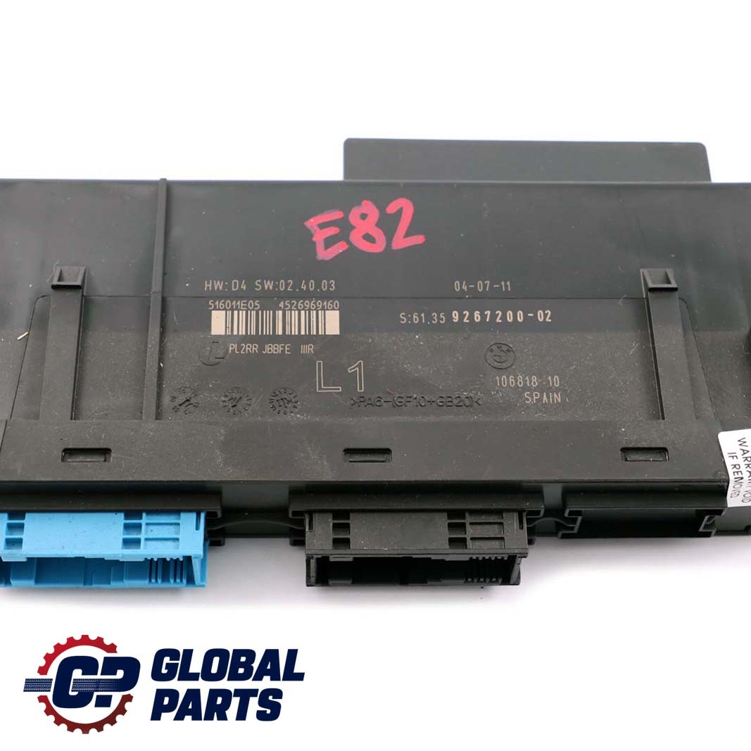 BMW 1 er E82 ECU Body Control Module L1 Steuergerät  PL2RR JBBFE 9267200