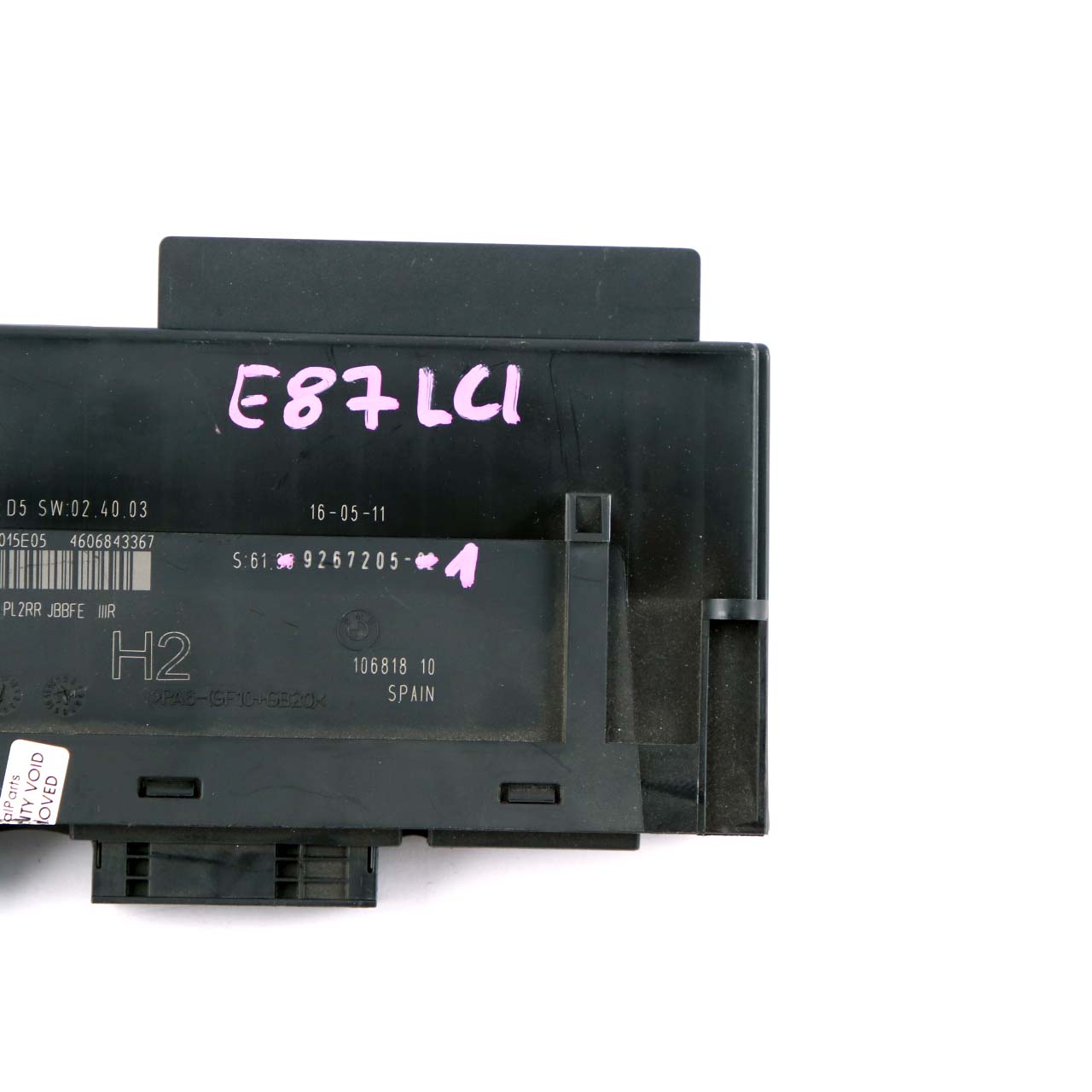 BMW E87 LCI ECU Body Control Modul Anschlussdose H2 PL2RR JBBFE IIIR 9267205