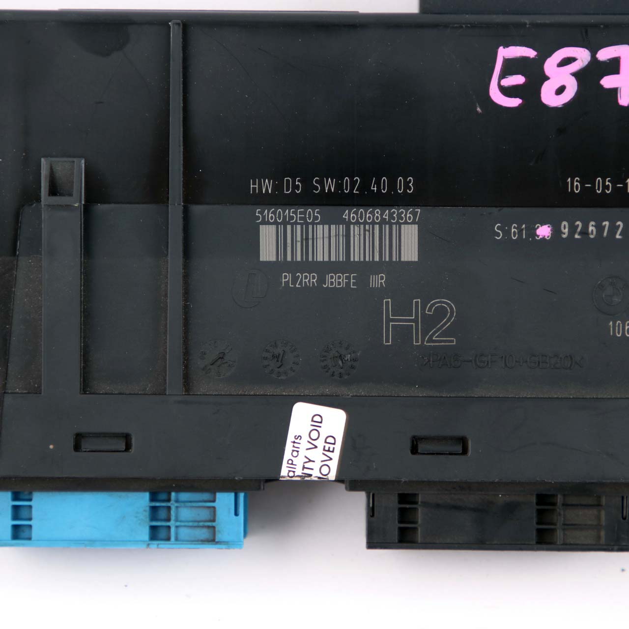 BMW E87 LCI ECU Body Control Modul Anschlussdose H2 PL2RR JBBFE IIIR 9267205