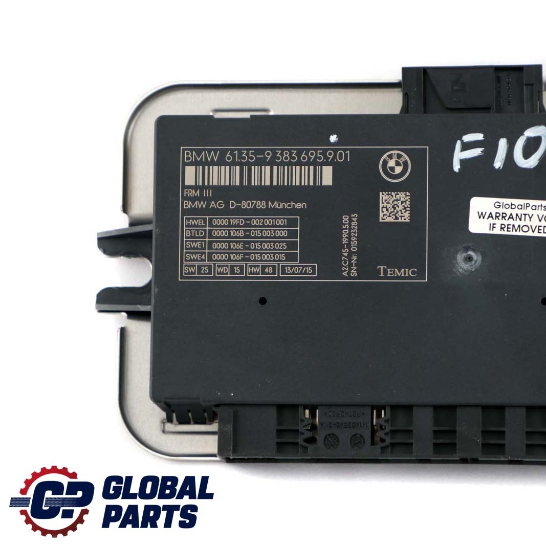 BMW F10 Fußraummodul Steuereinheit ECU FRM III TEMIC 9383695