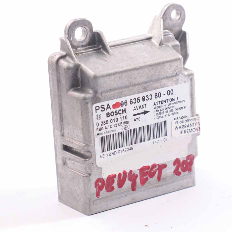 Peugeot 207 Airbag Module ECU Control Unit Sensor Air Bag 9663593380