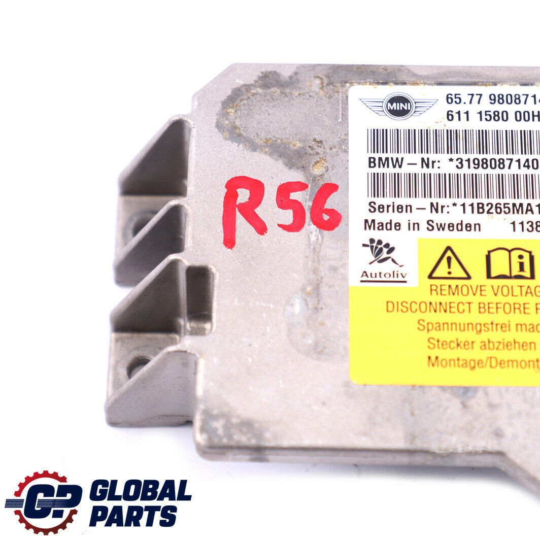 Mini Cooper One R56 R55 R58 R60 Airbag ECU Control Module Unit 9808714