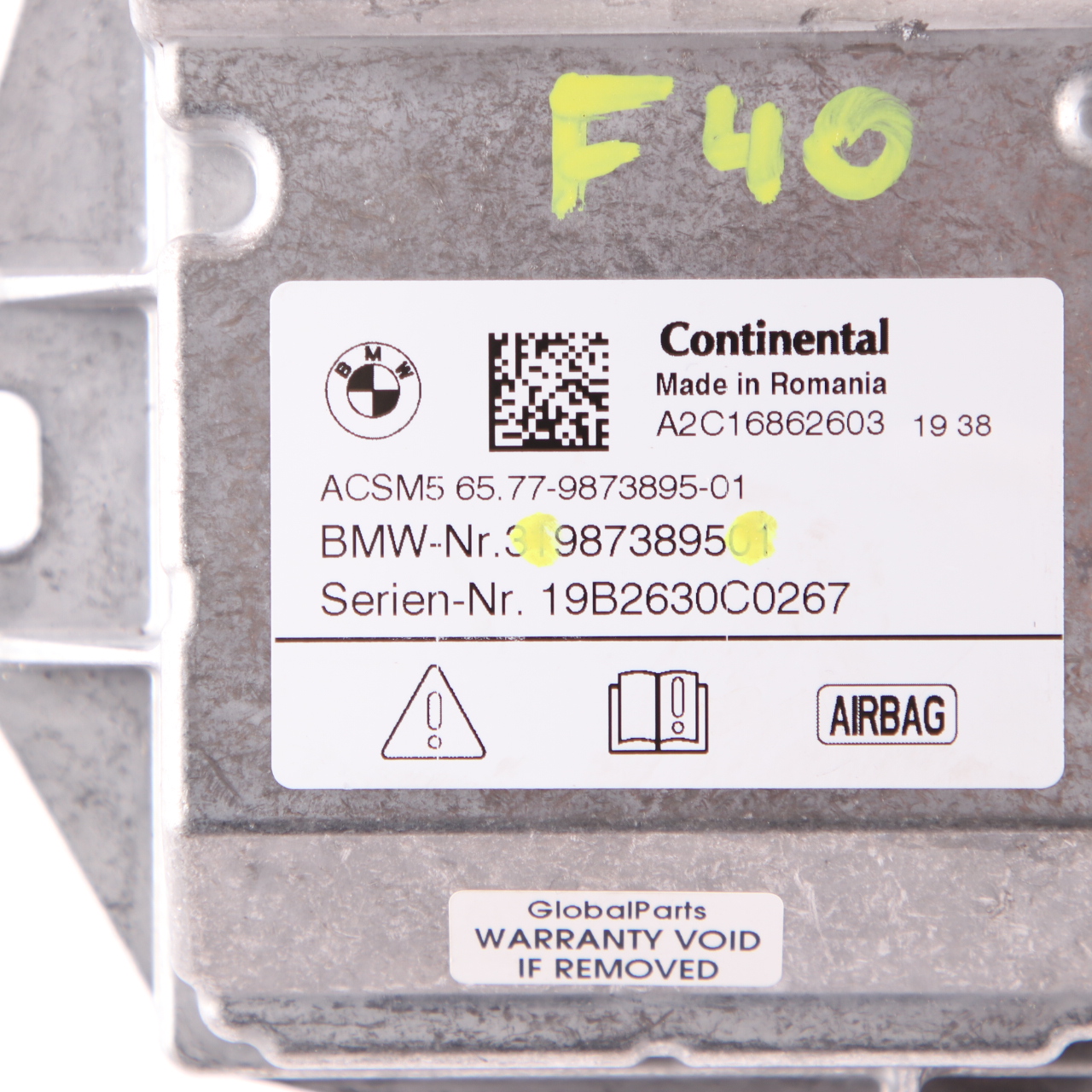 BMW F40 Sicherheitssteuergerät Air Module Bag ECU Continental 9873895