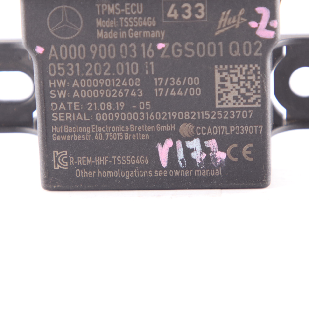 Mercedes W177 W247 Tyre Pressure Monitor Sensor Module Unit TPMS ECU A0009000316