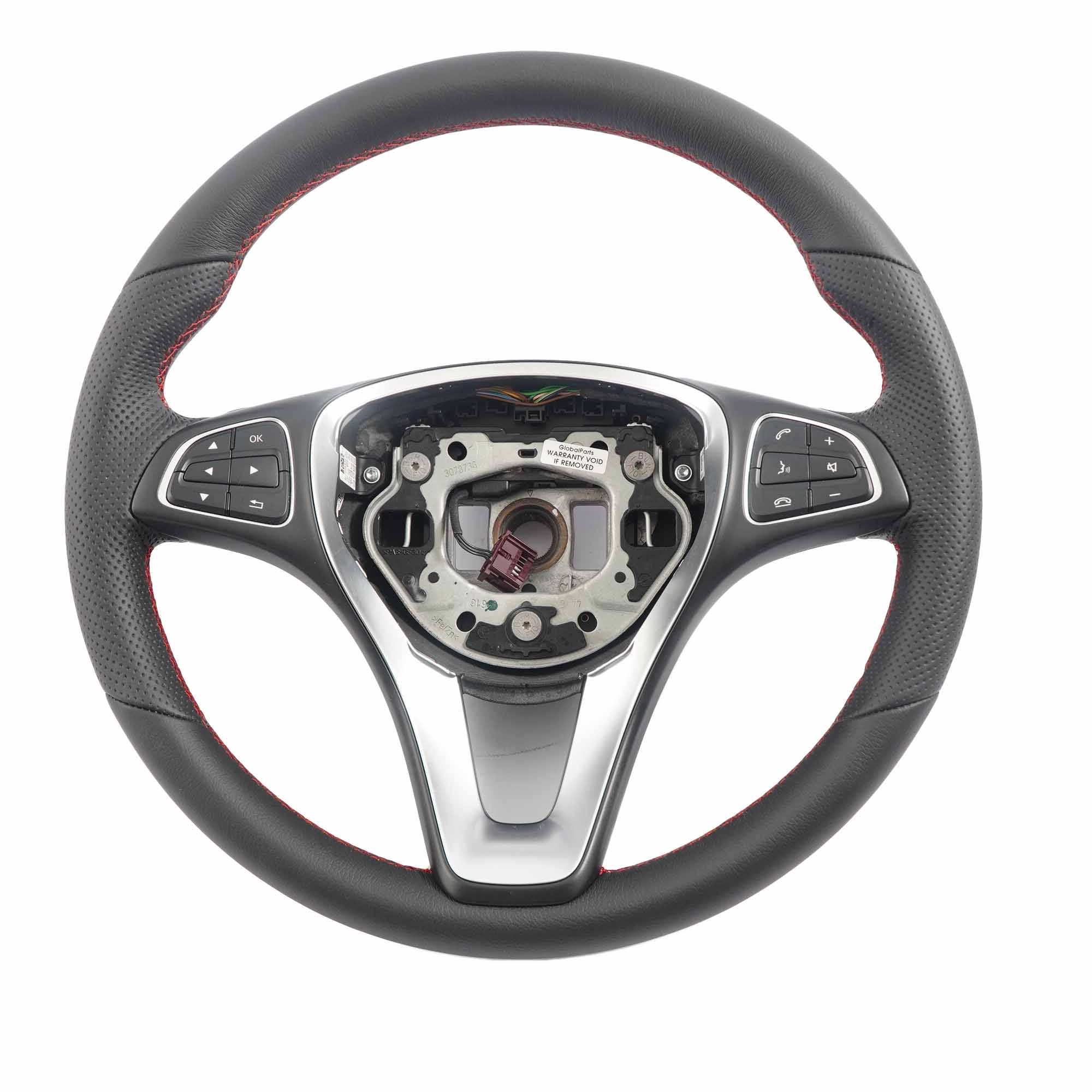 Steering Wheel Mercedes W176 C117 NEW Black Leather with Red Thread A0014609003