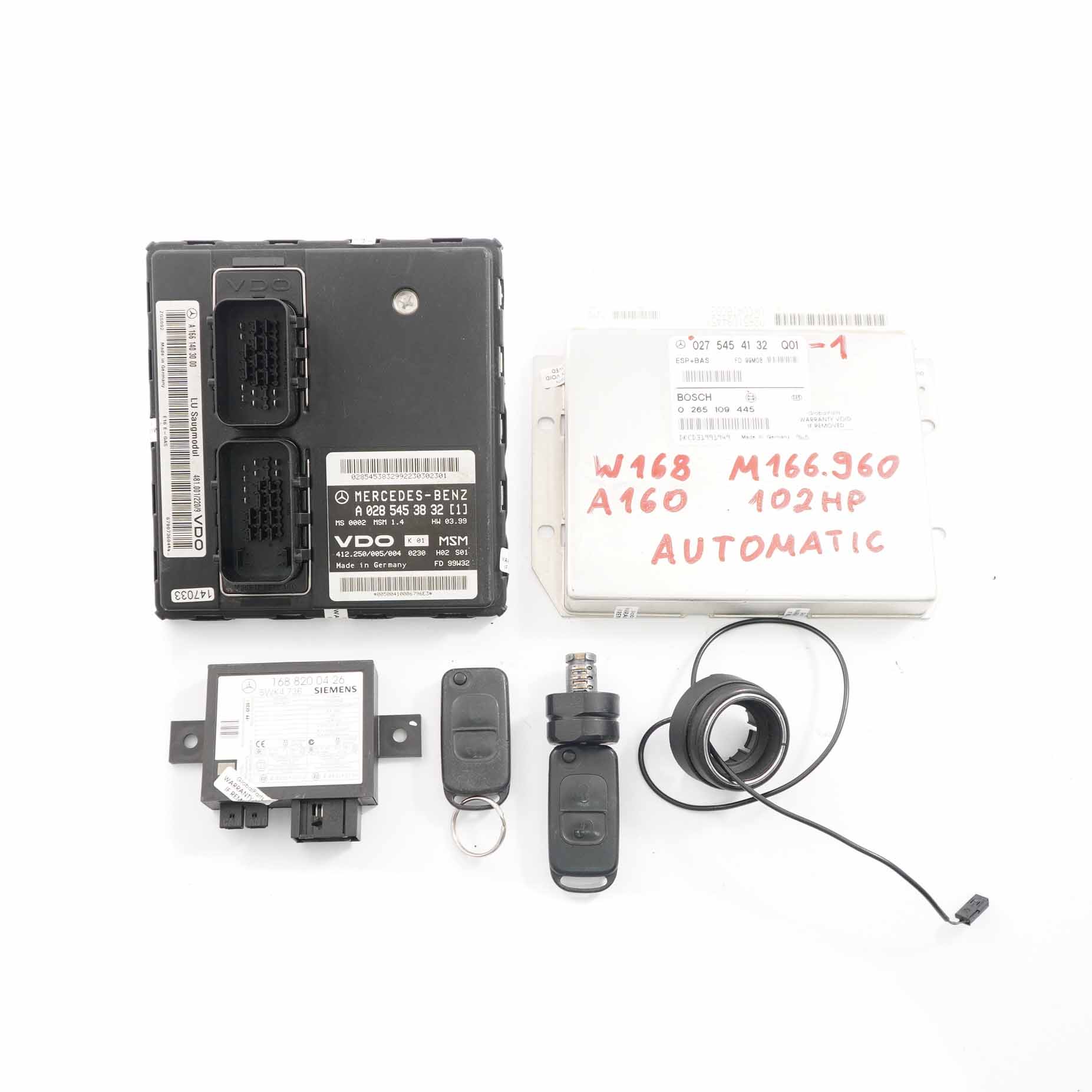 Mercedes W168 A160 102HP Motorsteuerung ECU Kit A0275454132 Schlüssel Automatik