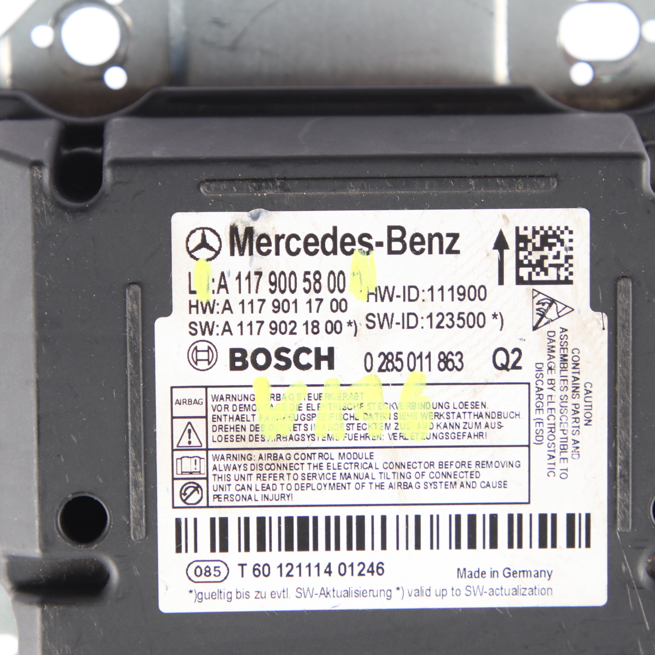 Mercedes W176 Airbag Gurte System Steuergerät Modul ECU Bosch A1179005800