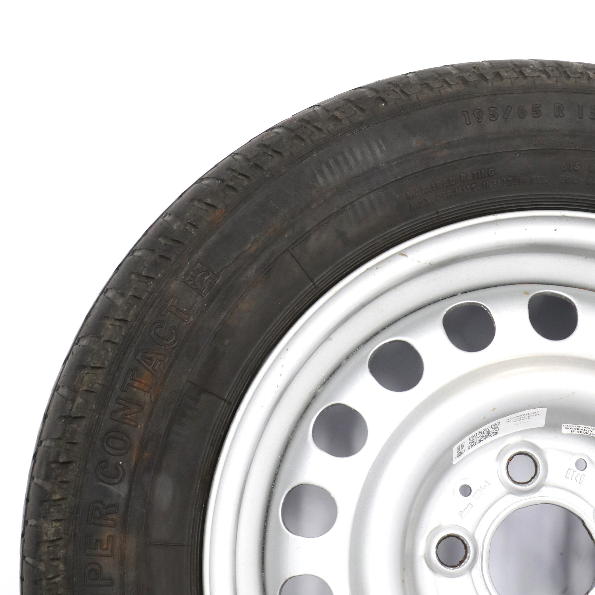 Mercedes W124 Jante acier avec pneu Continental 195/65 R15 6,5J A1244001202